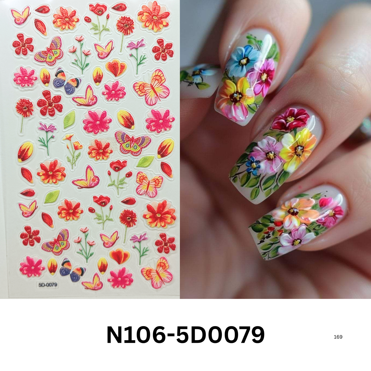 5D Nail Decals ā Butterfly & Flower Embossed Stickers for Nail Lovers