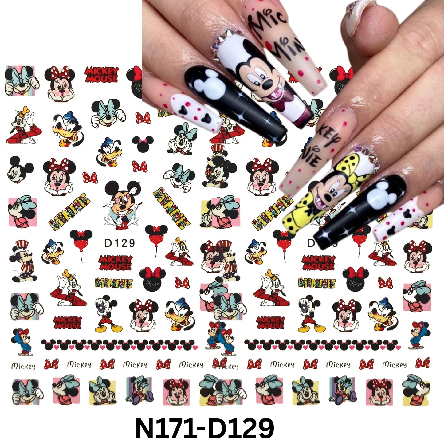 Disney-Inspired Mickey & Minnie Nail Stickers – Romantic Nail Design