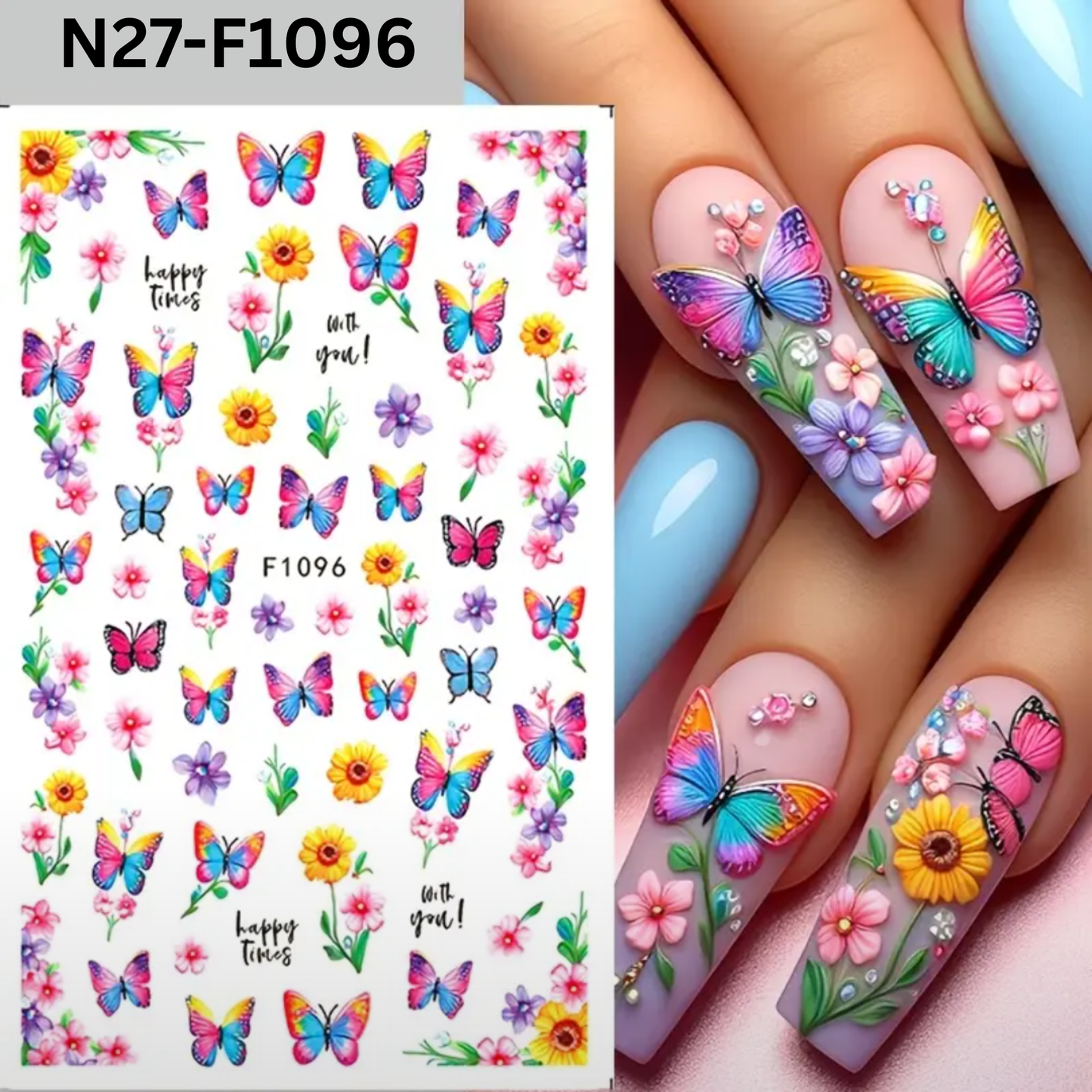 3D Spring Butterfly & Floral Nail StickersManicure Designs, Nail Art Decor | Floral Nail Design | Durable Nail Decals, Nail Art Decorations