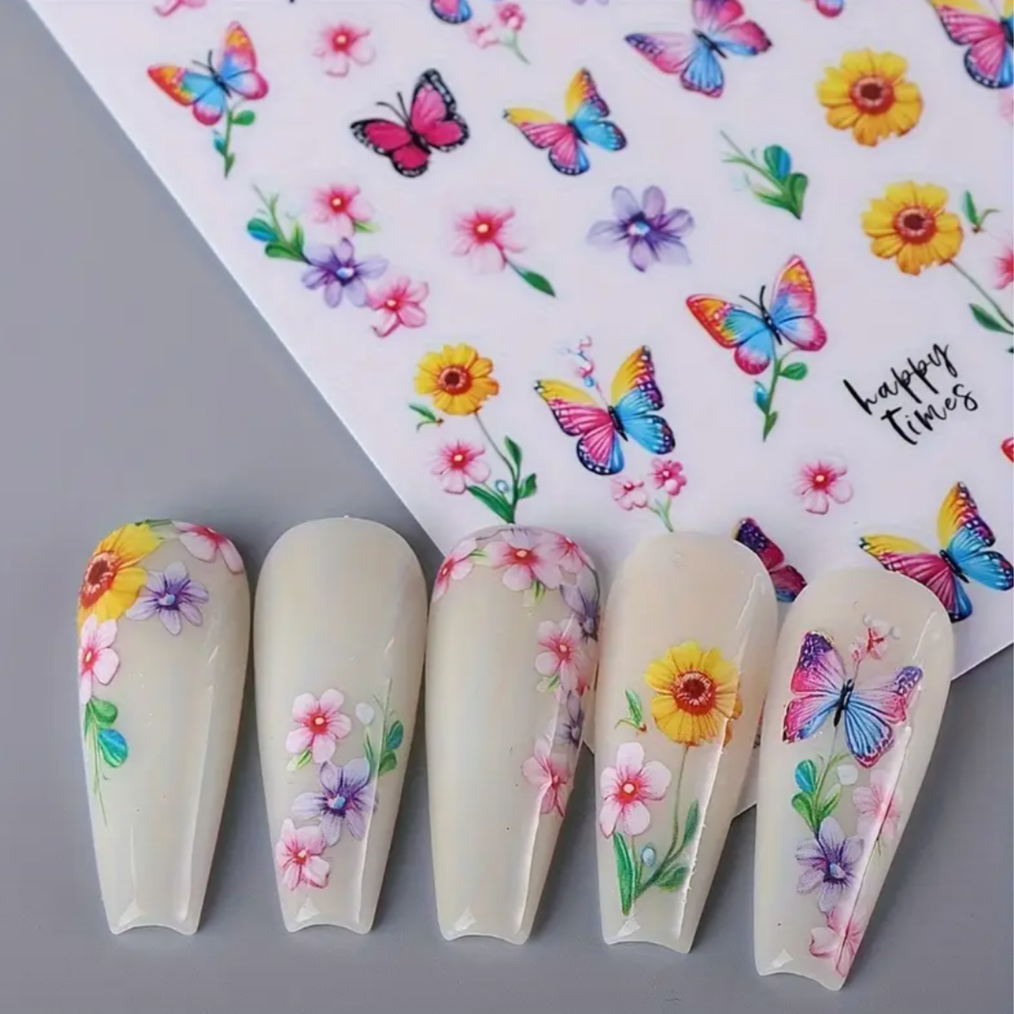 3D Spring Butterfly & Floral Nail StickersManicure Designs, Nail Art Decor | Floral Nail Design | Durable Nail Decals, Nail Art Decorations
