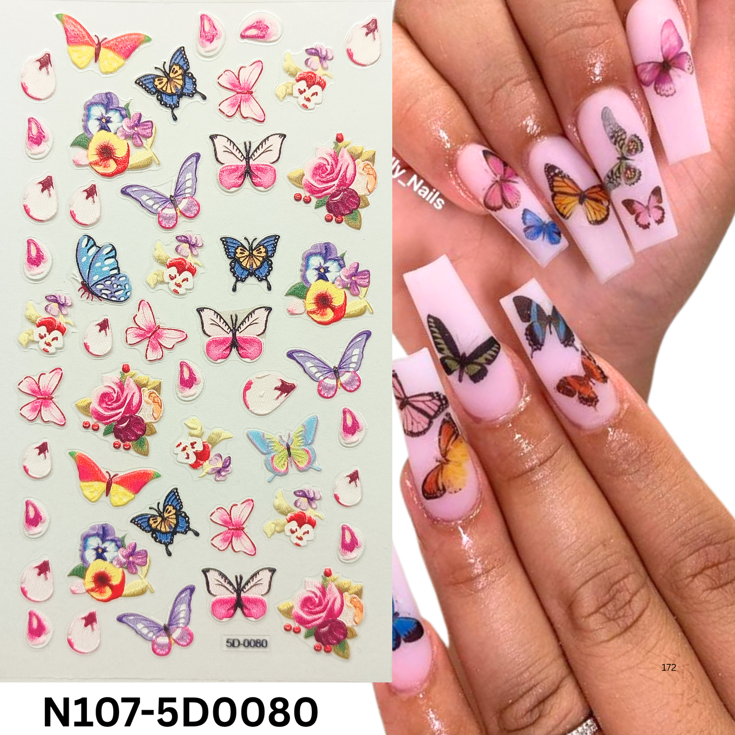 5D Nail Art Stickers ā Butterfly and Bloom Designs for Manicure
