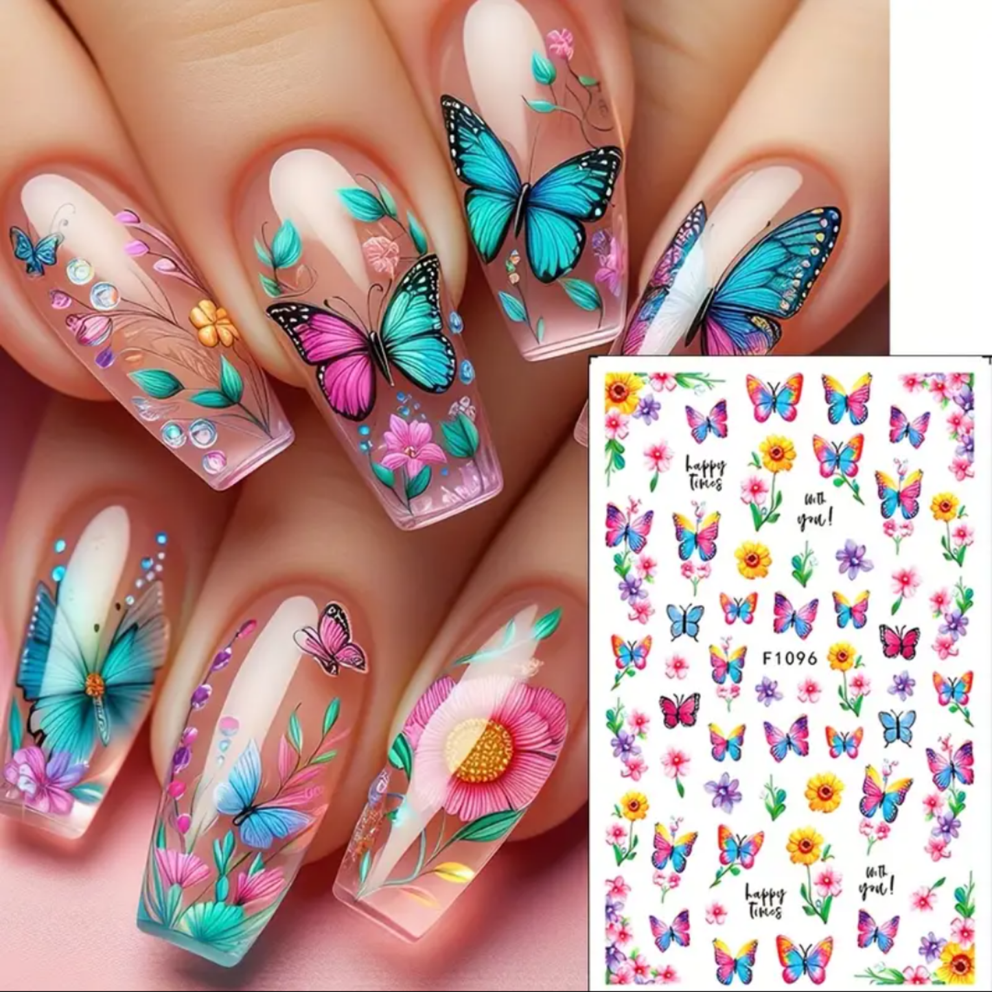 3D Spring Butterfly & Floral Nail StickersManicure Designs, Nail Art Decor | Floral Nail Design | Durable Nail Decals, Nail Art Decorations