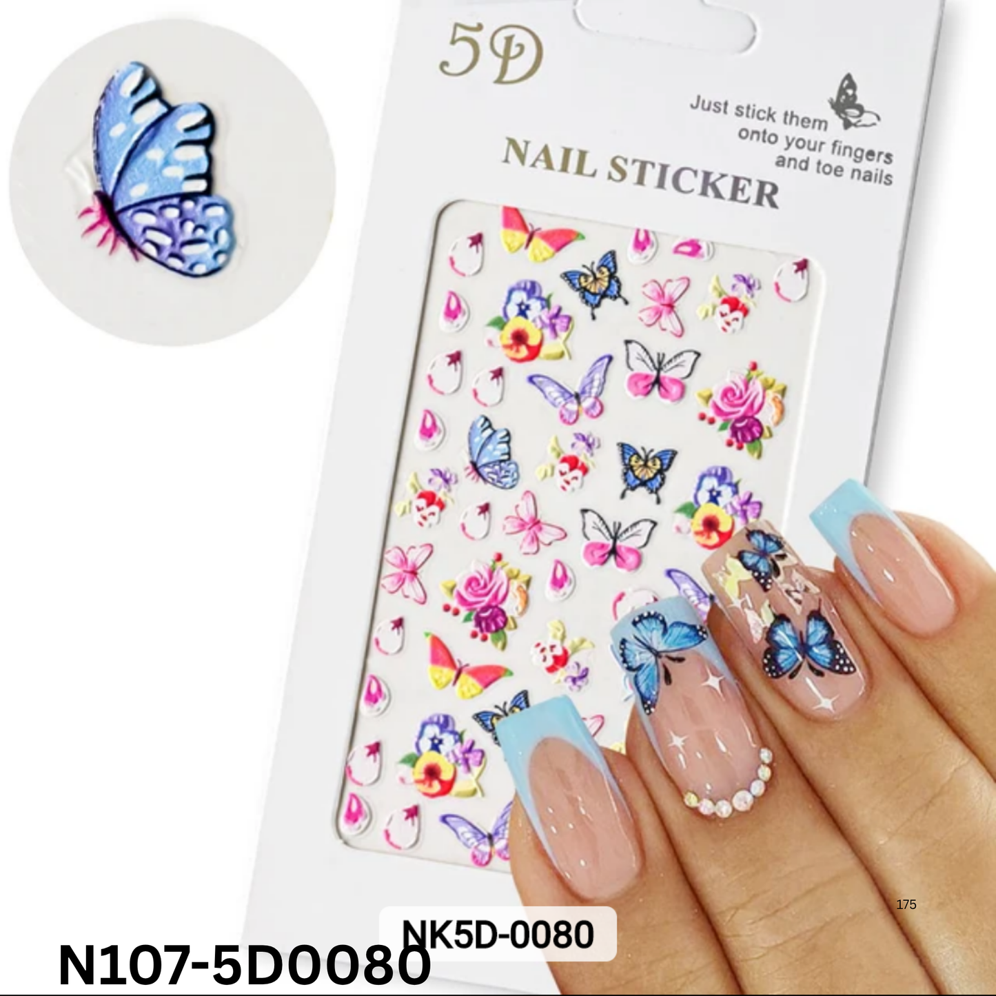 5D Nail Art Stickers ā Butterfly and Bloom Designs for Manicure