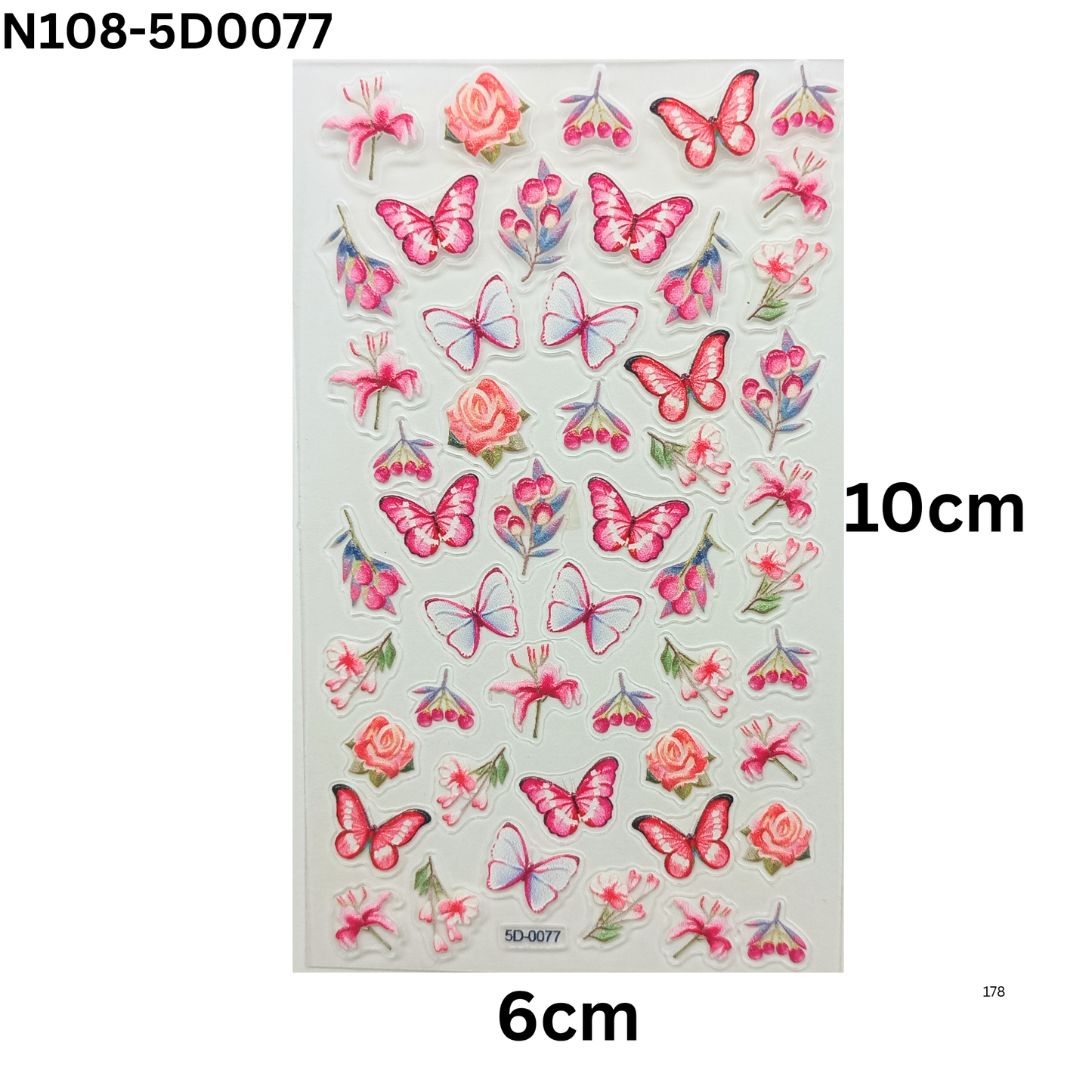 Embossed 5D Butterfly Flower Nail Stickers ā Self-Adhesive Nail Decals