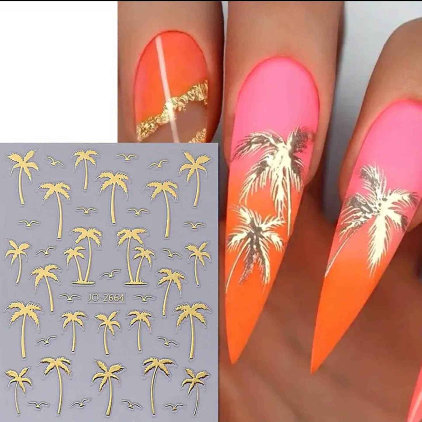3D Palm Tree Nail Stickers β Tropical Beach Nail Art Decals β Sunset & Summer Nail Design β Self-Adhesive, Multiple Colors