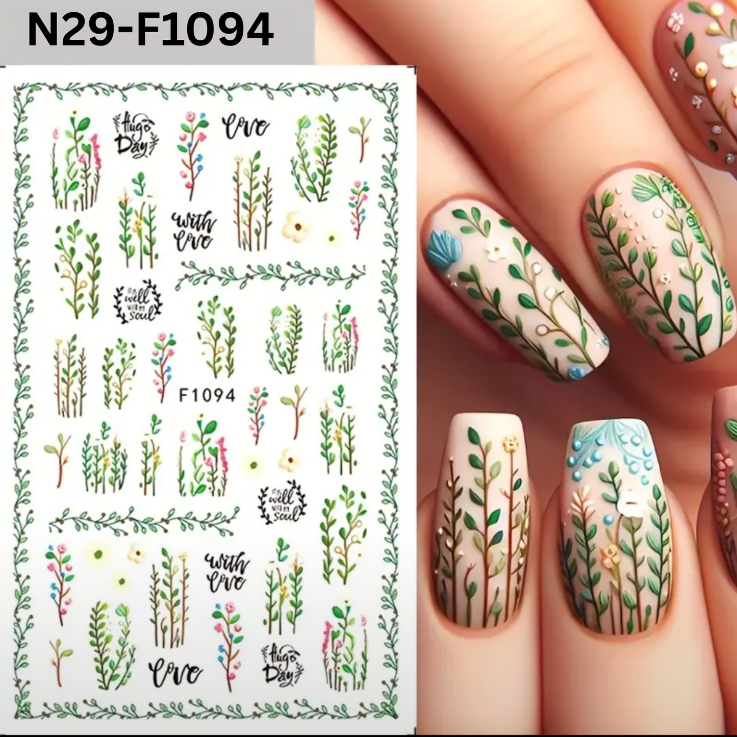 3D Tropical Summer Nail Art Stickers, lossy Self-Adhesive Single-Use Plastic Decals for Manicure Decorations