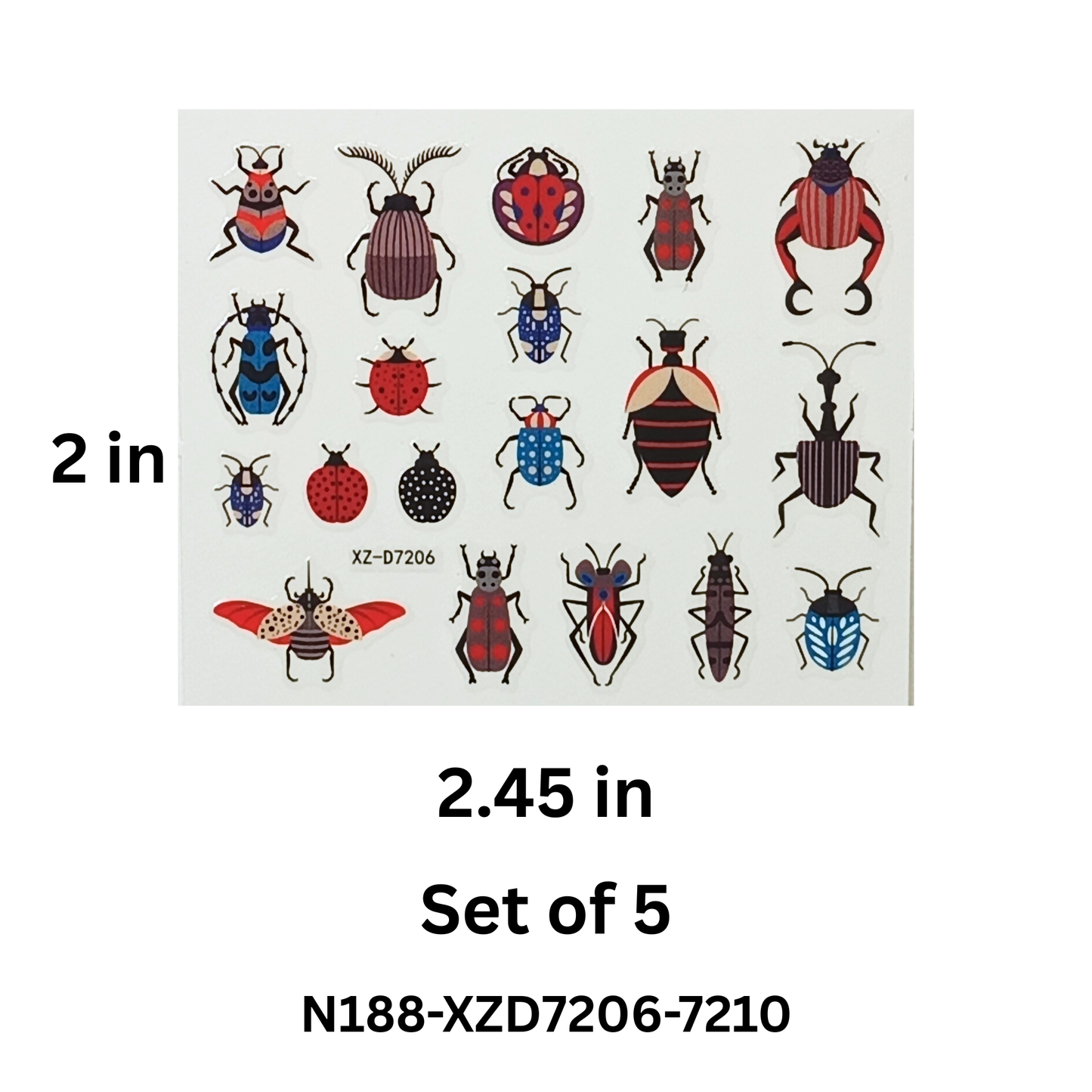 5 Sheets 3D Insect Nail Stickers Set ā Butterflies, Beetles, Ladybugs & More