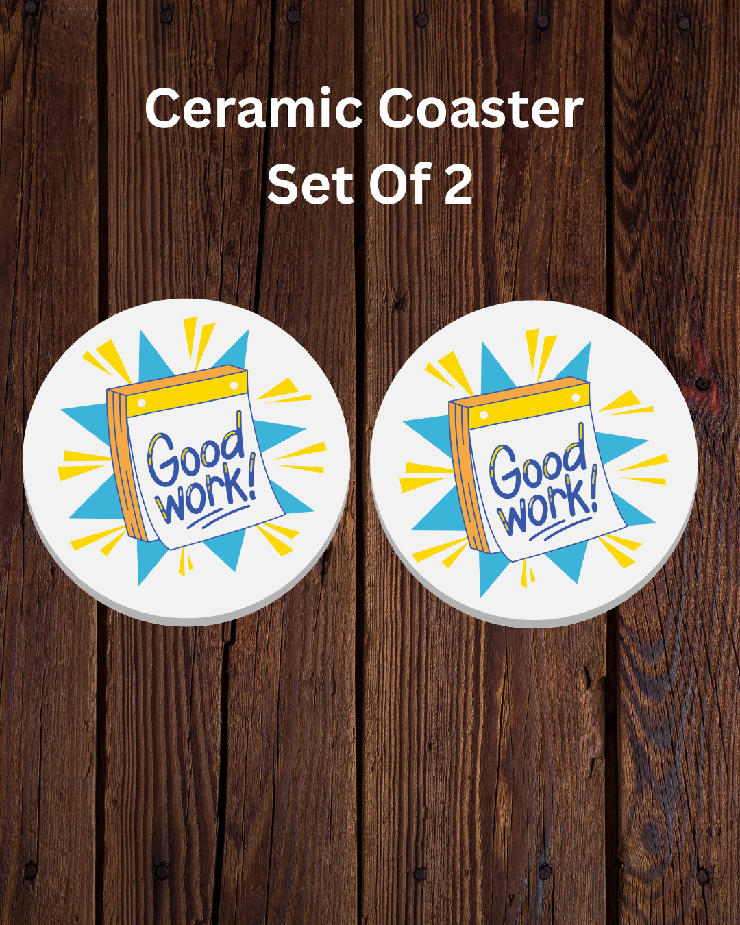 Set of 2 Ceramic Coasters 4-inch – UV DTF Printed – Durable and Stylish Drink Coasters