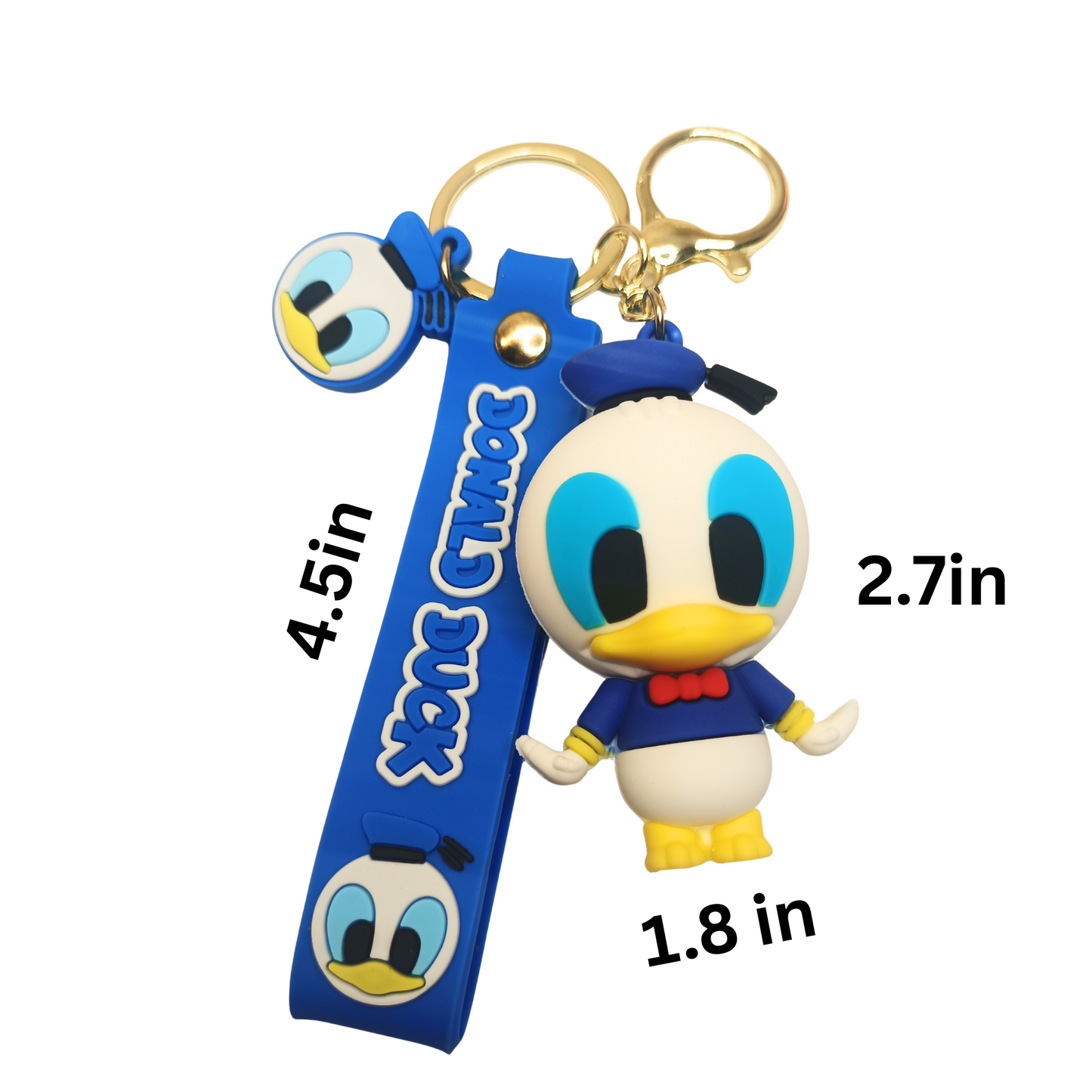 Cute Blue Donald Duck Keychain with Strap – Cartoon Bag Charm & Gift Idea