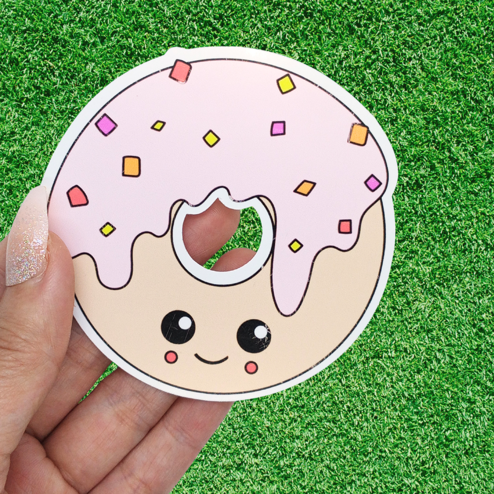 Kawaii Donut Sticker – 3x3 inches, Waterproof, Perfect for Laptops, Water Bottles, Notebooks