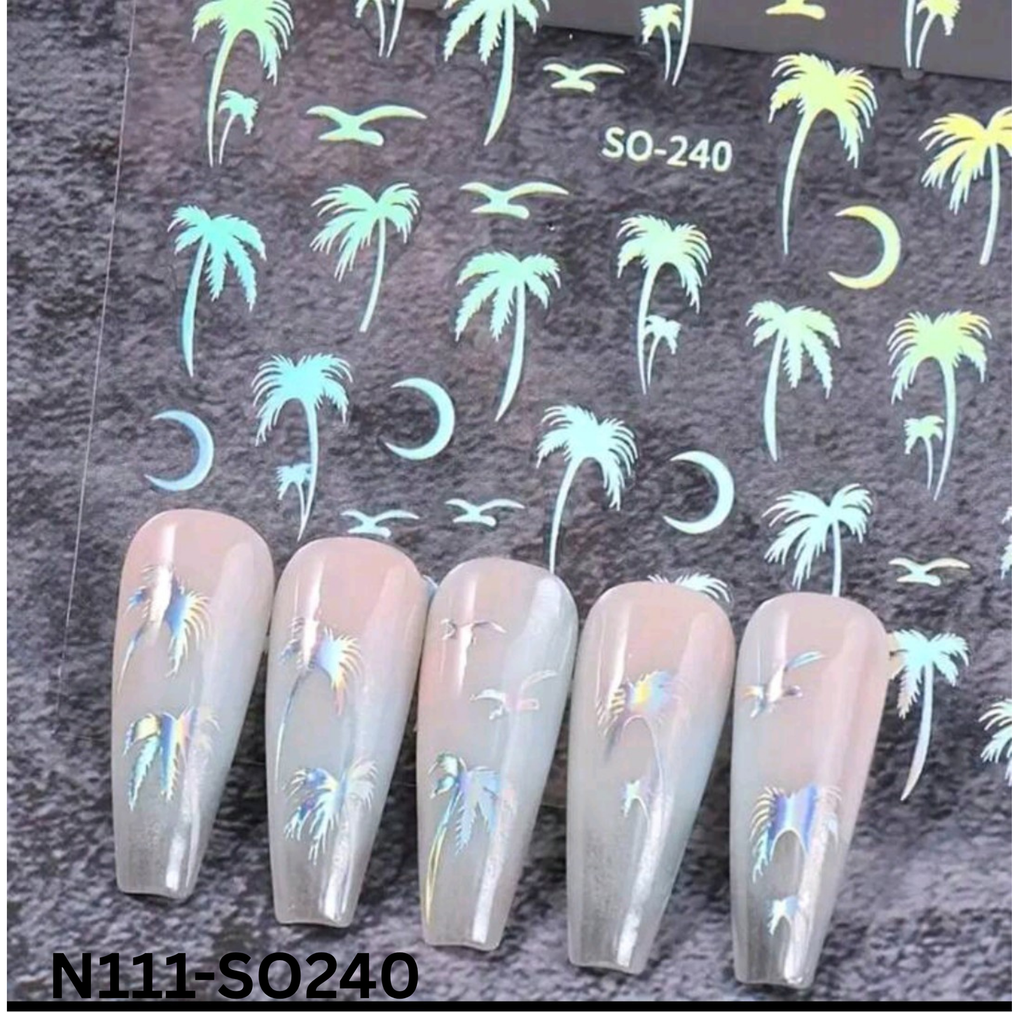 Palm Tree Nail Stickers 3D โ Tropical Beach Nail Art Decals for DIY Manicure & Summer Vibes
