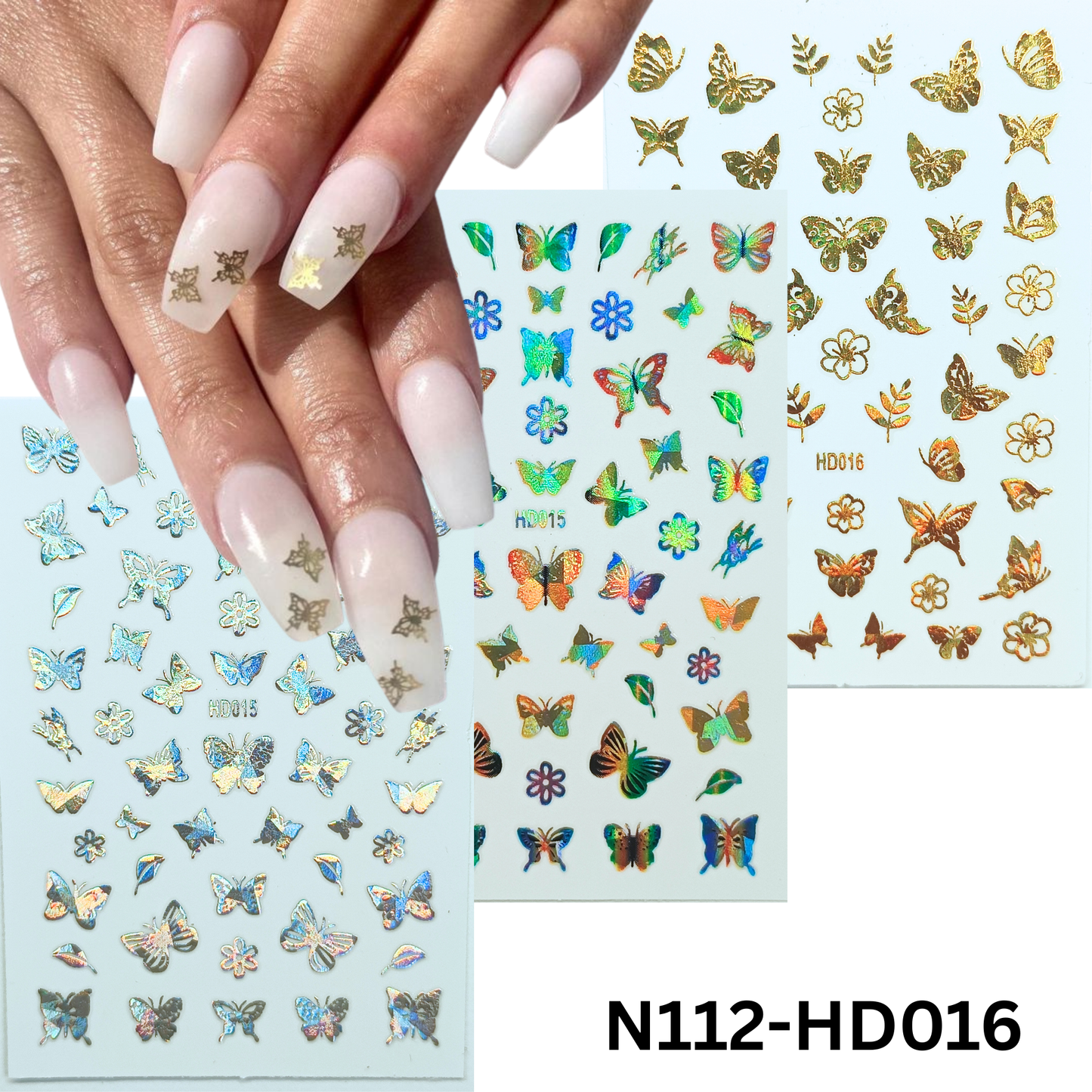 Hologram Butterfly Nail Stickers – 3D Nail Art Decals for DIY Manicure & Salon