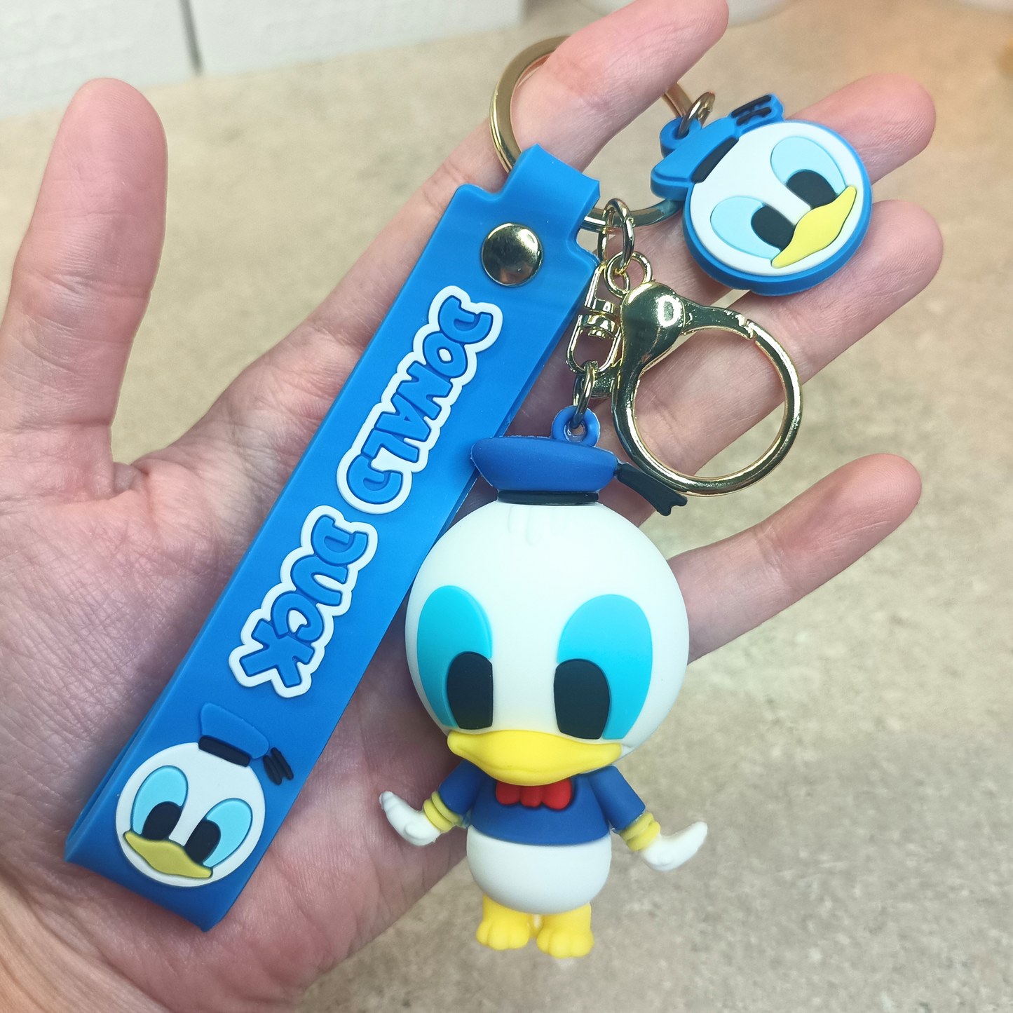 Cute Blue Donald Duck Keychain with Strap – Cartoon Bag Charm & Gift Idea