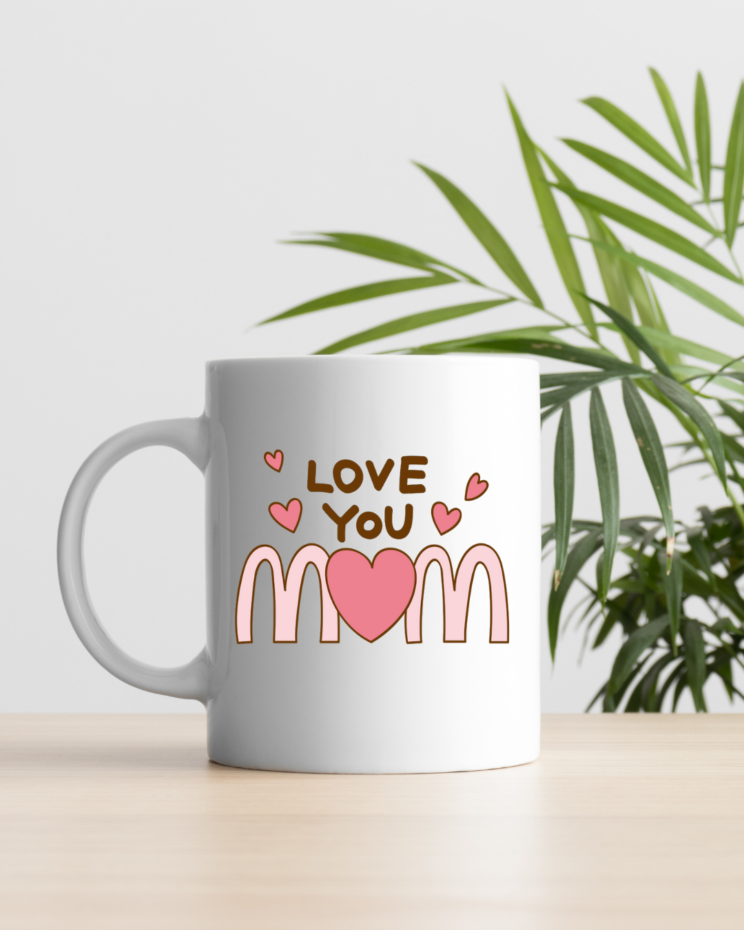Mom Mug and Coaster Set, Cute Love You Mom Design Mothers Day Gift
