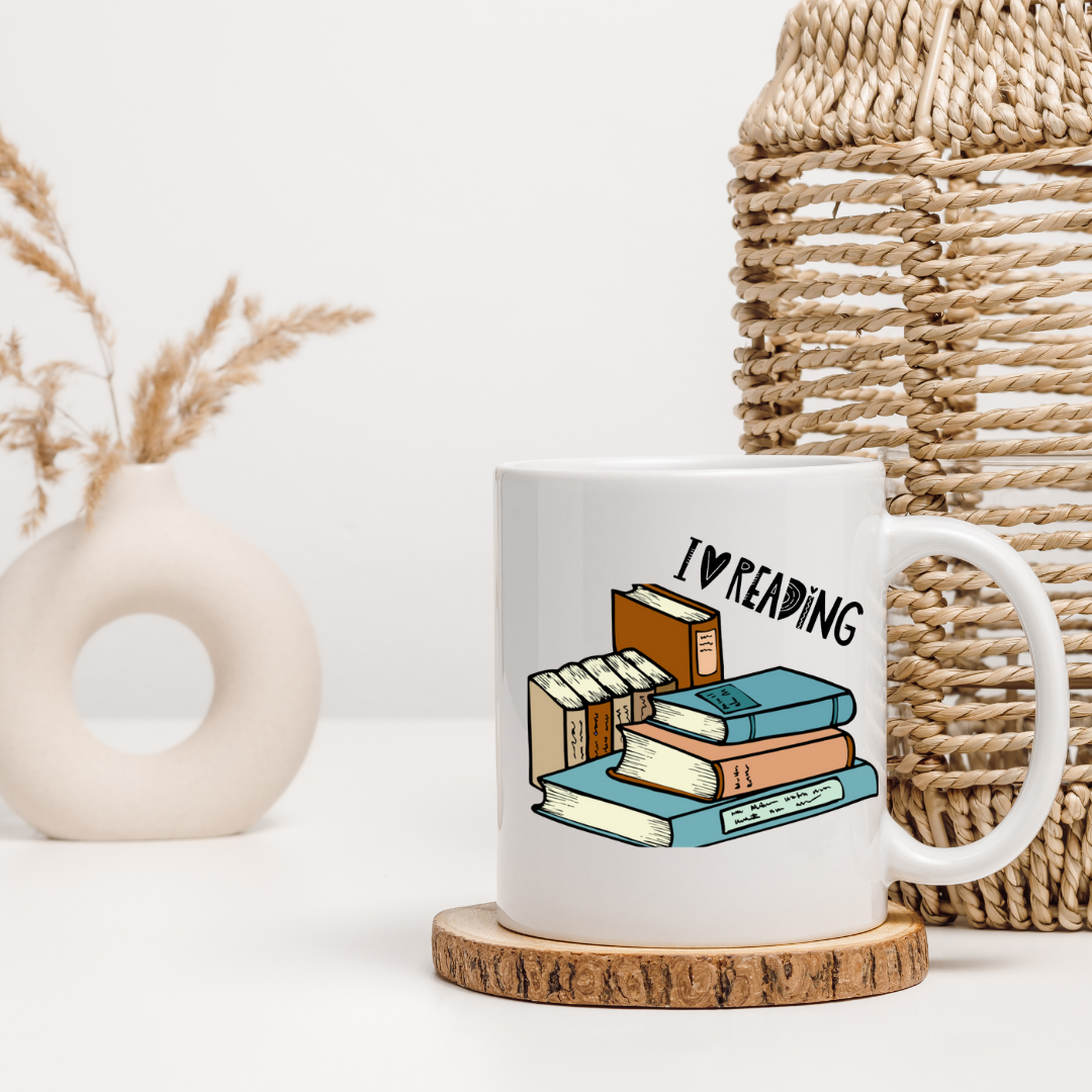 Cozy Mug Combo – UV DTF Printed Ceramic Mug & Coaster, Book Lover Gift ,Never Stop Reading Coffee Cup, Reading Mug Set, Teacher Gift