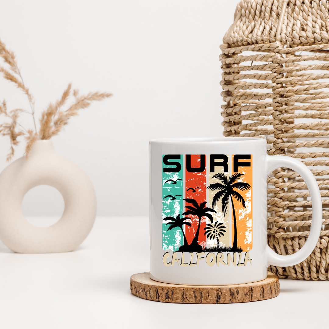 Cozy Mug Combo Surf California Ceramic Mug and Coaster Set