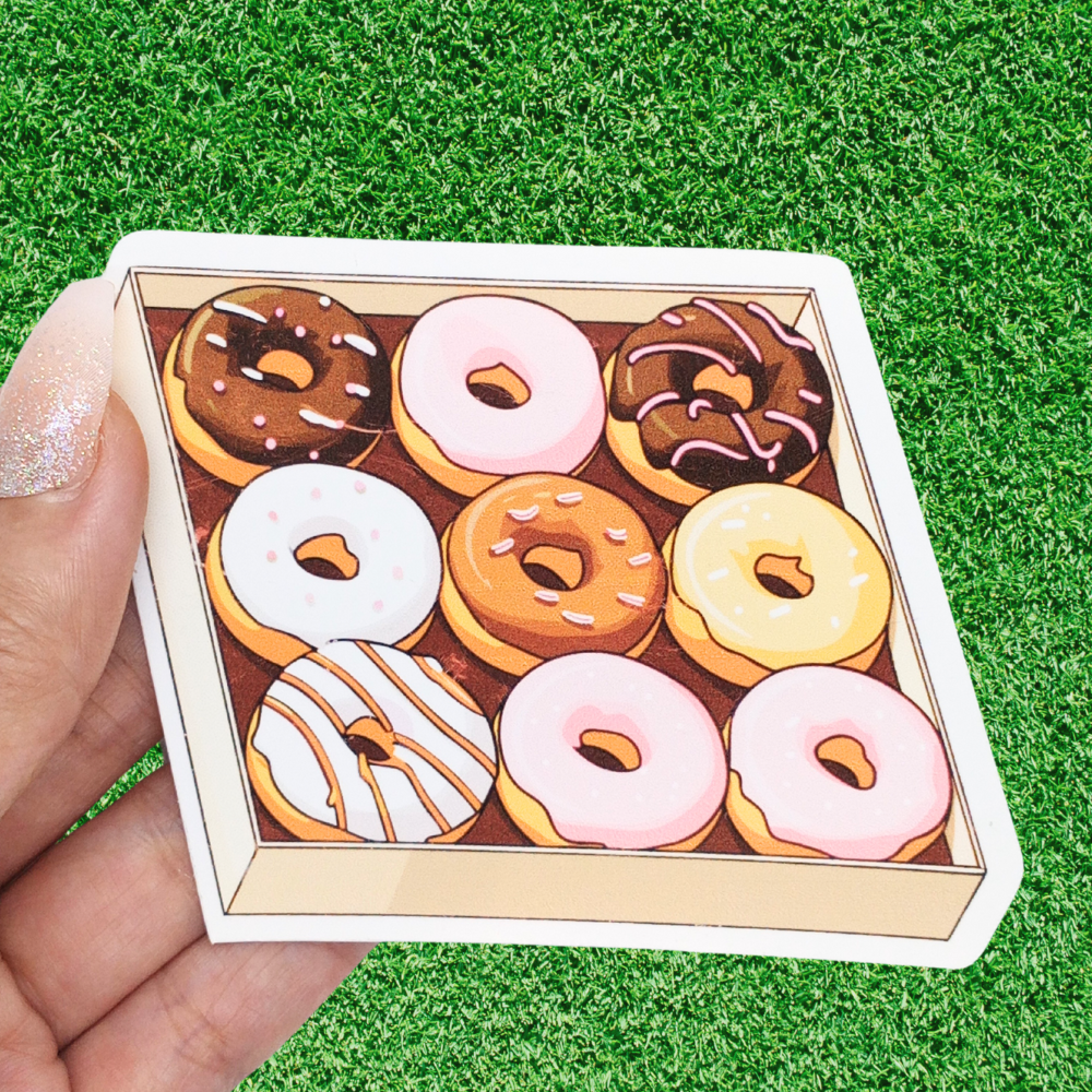 Donut Box Sticker Waterproof, Perfect for Laptops, Water Bottles, Notebooks