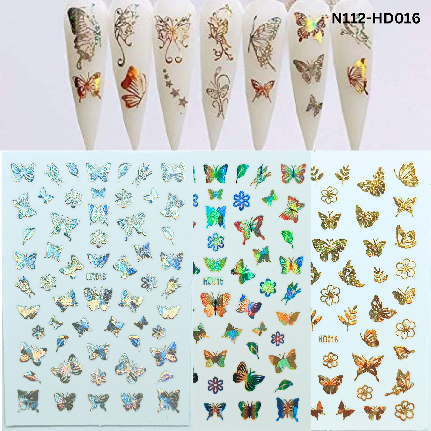 Hologram Butterfly Nail Stickers – 3D Nail Art Decals for DIY Manicure & Salon