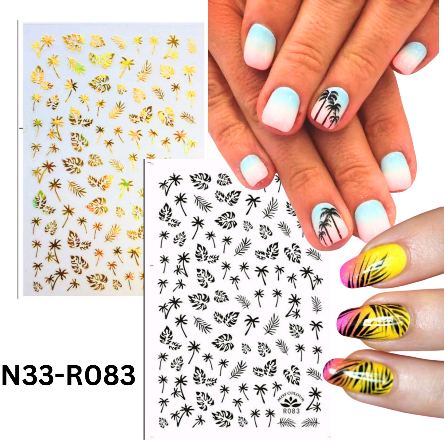 3D Palm Tree Nail Stickers, Nail Sticker Design Acrylic Gel Dip Manicure Pedicure