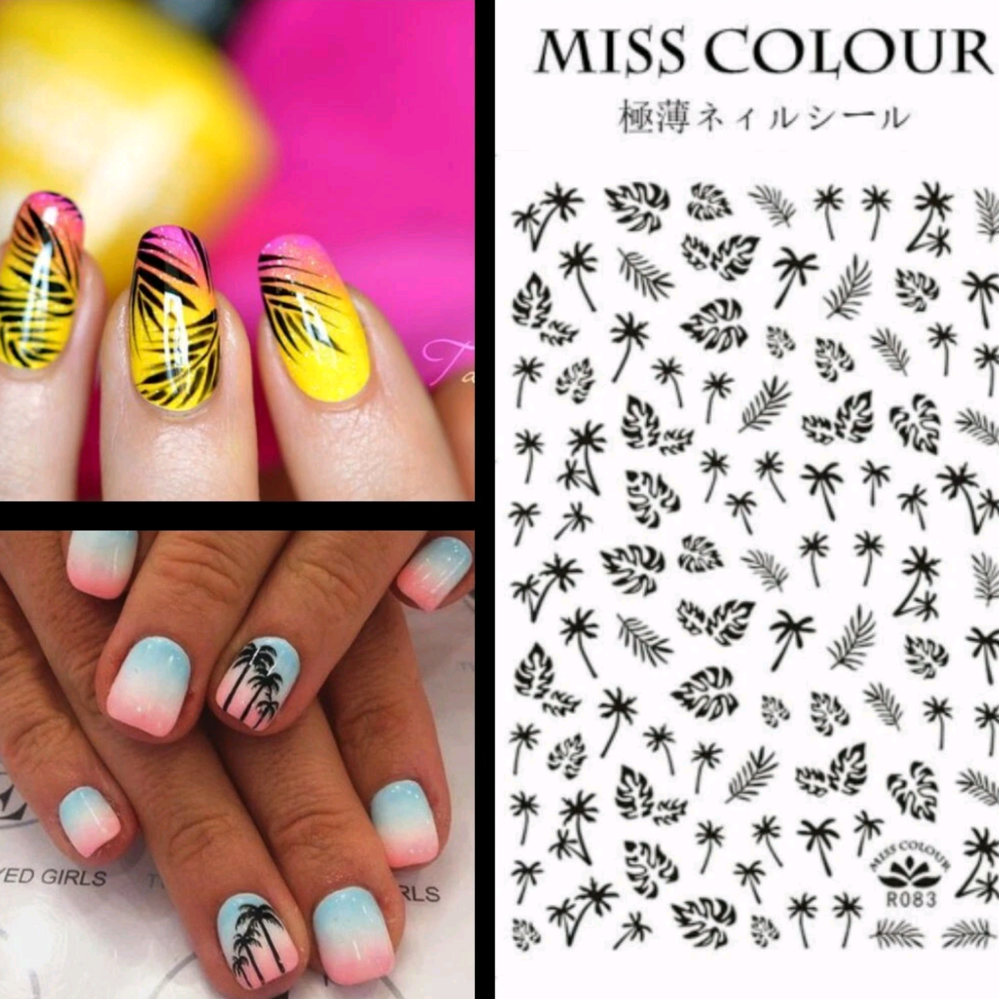 3D Palm Tree Nail Stickers, Nail Sticker Design Acrylic Gel Dip Manicure Pedicure