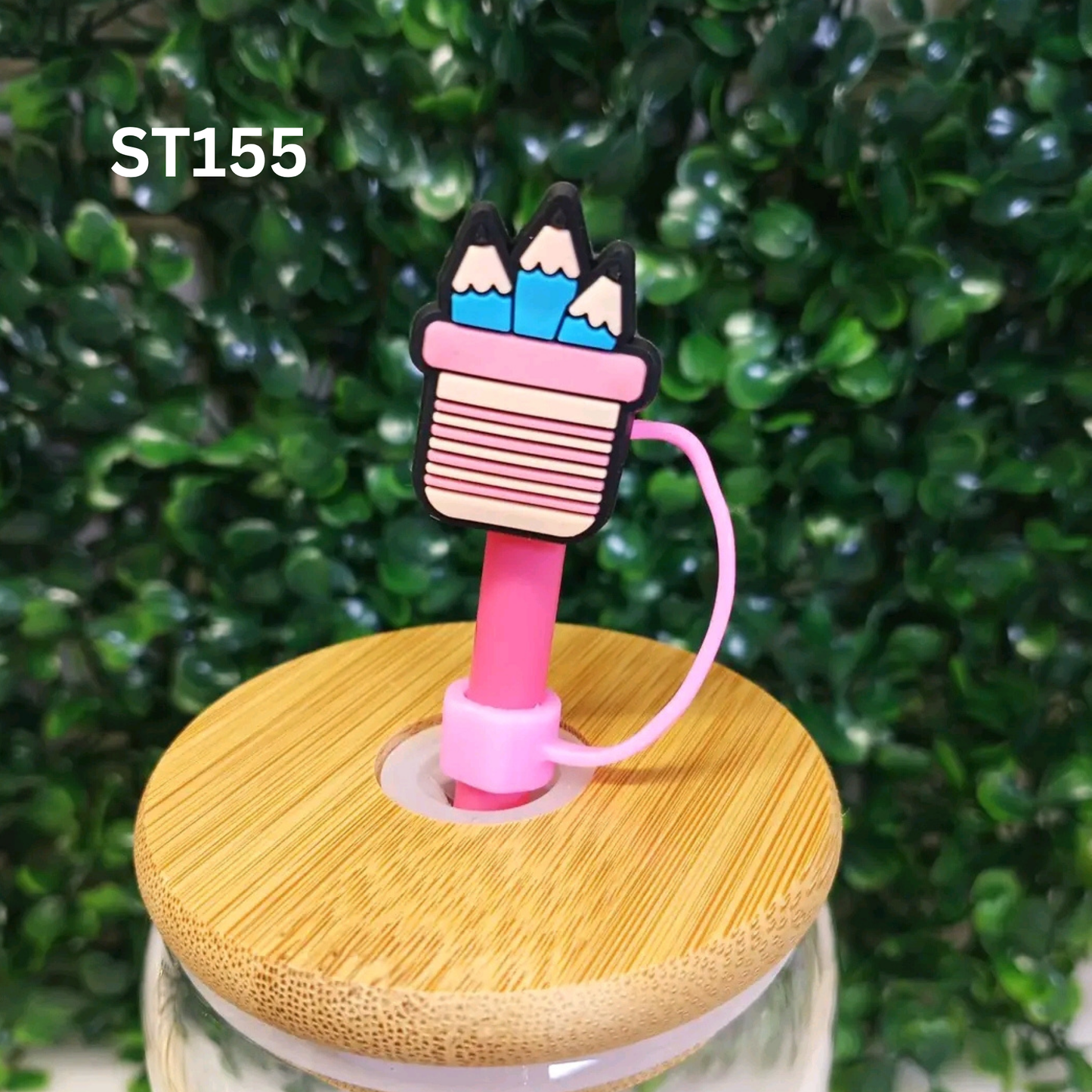 School Supplies Straw Topper 8mm – Cap, Book, Pen & Notebook – Cute Back to School Drink Charm
