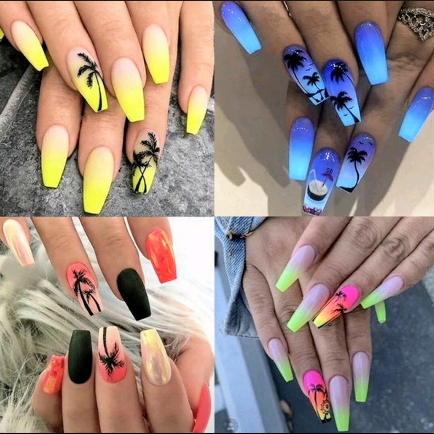 3D Palm Tree Nail Stickers, Nail Sticker Design Acrylic Gel Dip Manicure Pedicure