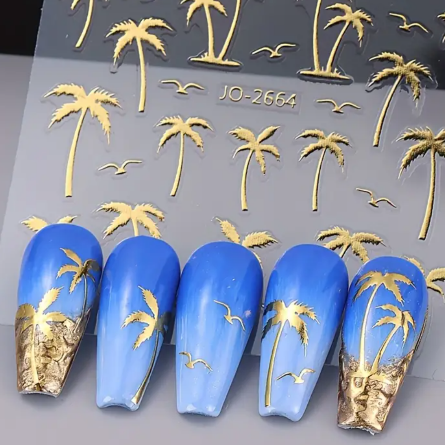 3D Palm Tree Nail Stickers β Tropical Beach Nail Art Decals β Sunset & Summer Nail Design β Self-Adhesive, Multiple Colors
