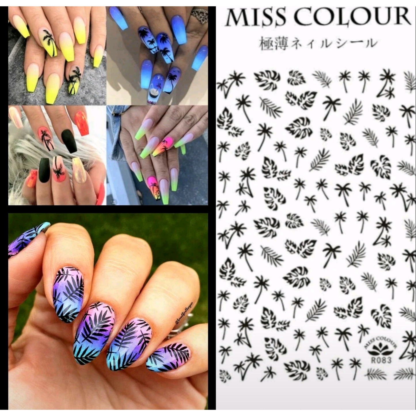 3D Palm Tree Nail Stickers, Nail Sticker Design Acrylic Gel Dip Manicure Pedicure