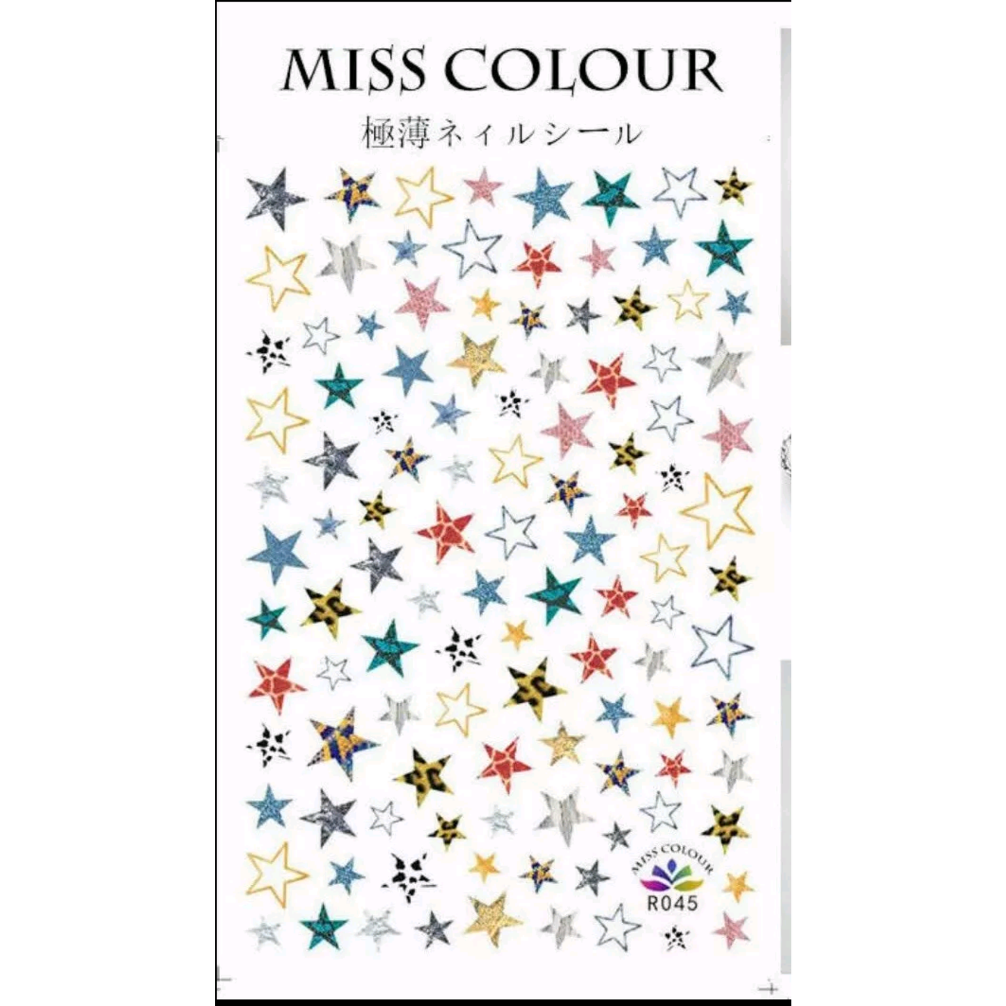 Stars Nails 3D Sticker Multicolor color, Nail Art Sticker Acrylic, Dipping, Gel X, Gel Manicure Pedicure