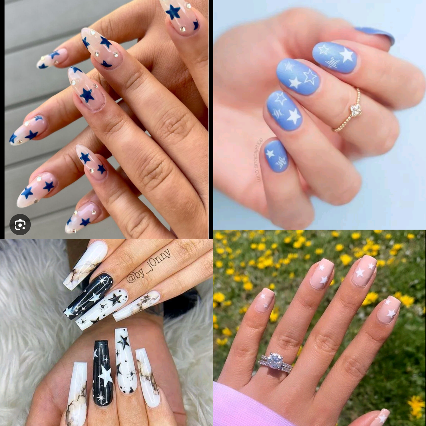 Stars Nails 3D Sticker Multicolor color, Nail Art Sticker Acrylic, Dipping, Gel X, Gel Manicure Pedicure