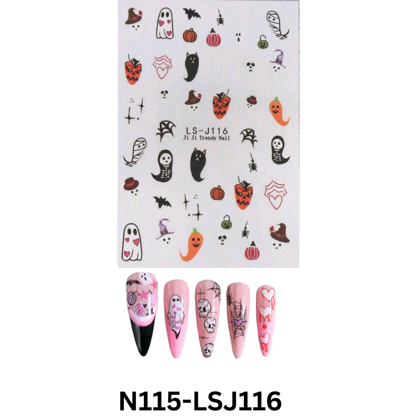 Halloween 3D Nail Stickers β Spooky Ghost Pumpkin Bat Nail Art Decals for DIY Manicure