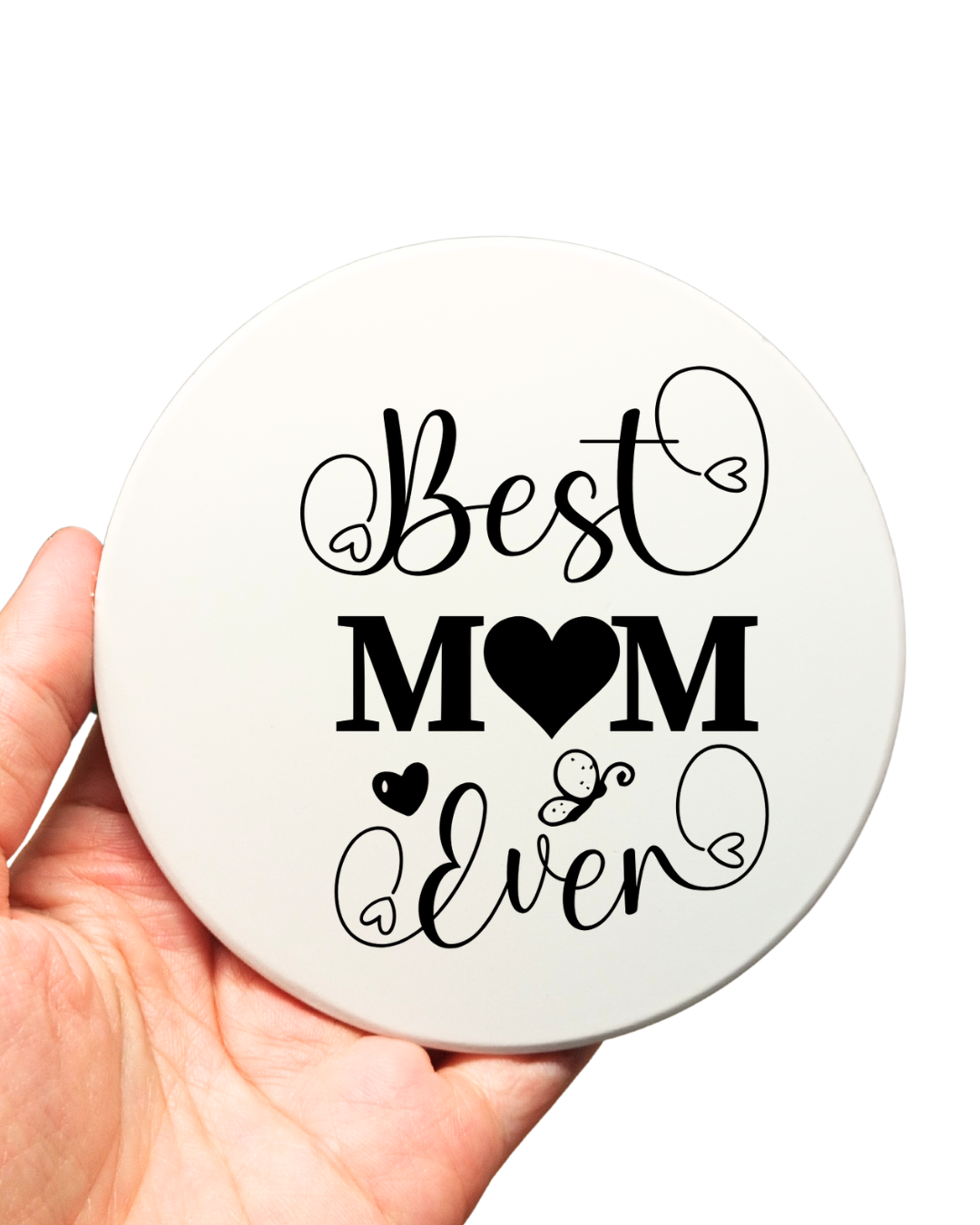 Set of 2 - 4-inch Coasters |Best Mom Ever Waterproof & Scratch-Resistant