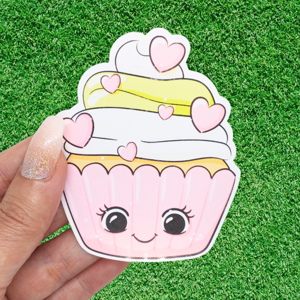 Cute Cupcake Sticker – Adorable Chibi Sticker for Notebook, Laptop, Water Bottle (3 inches)