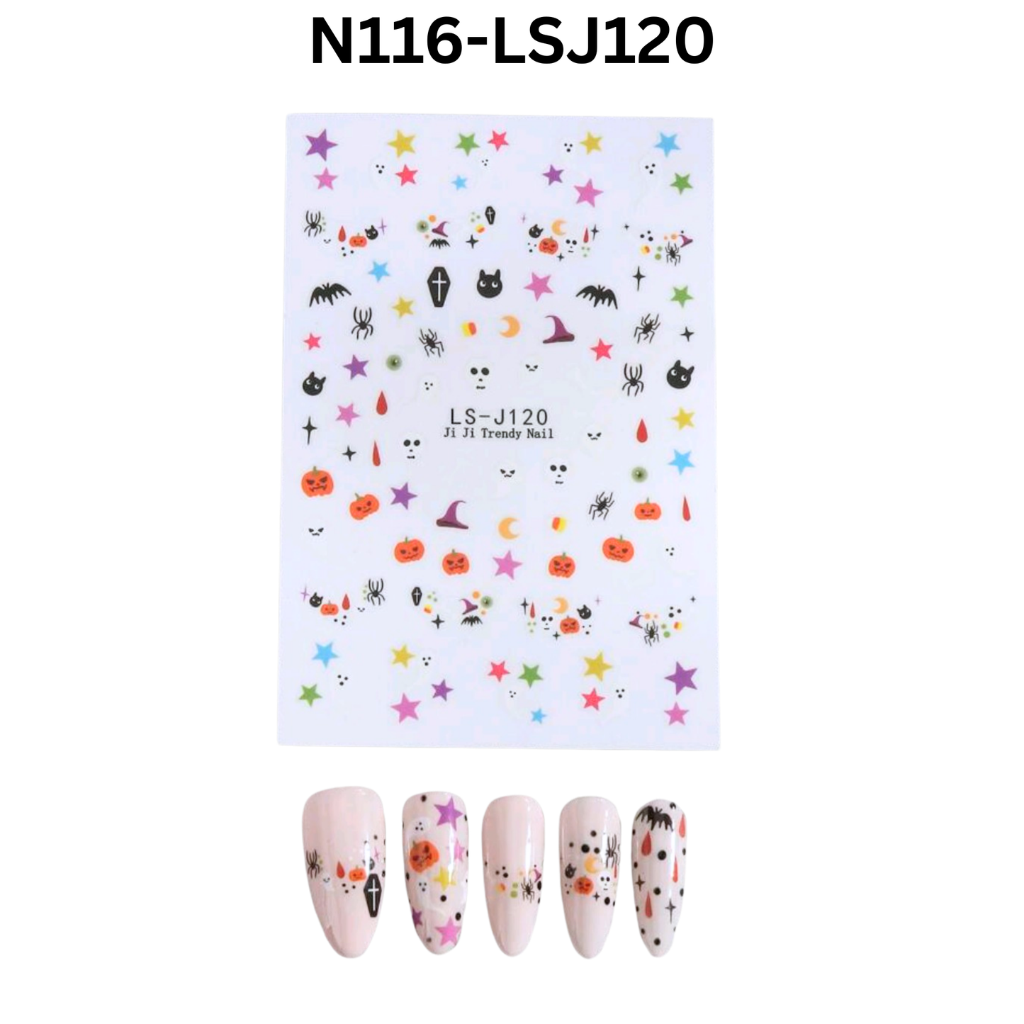 Halloween Nail Stickers 3D β Self Adhesive Nail Art Decals for Gel, Acrylic & Natural Nails