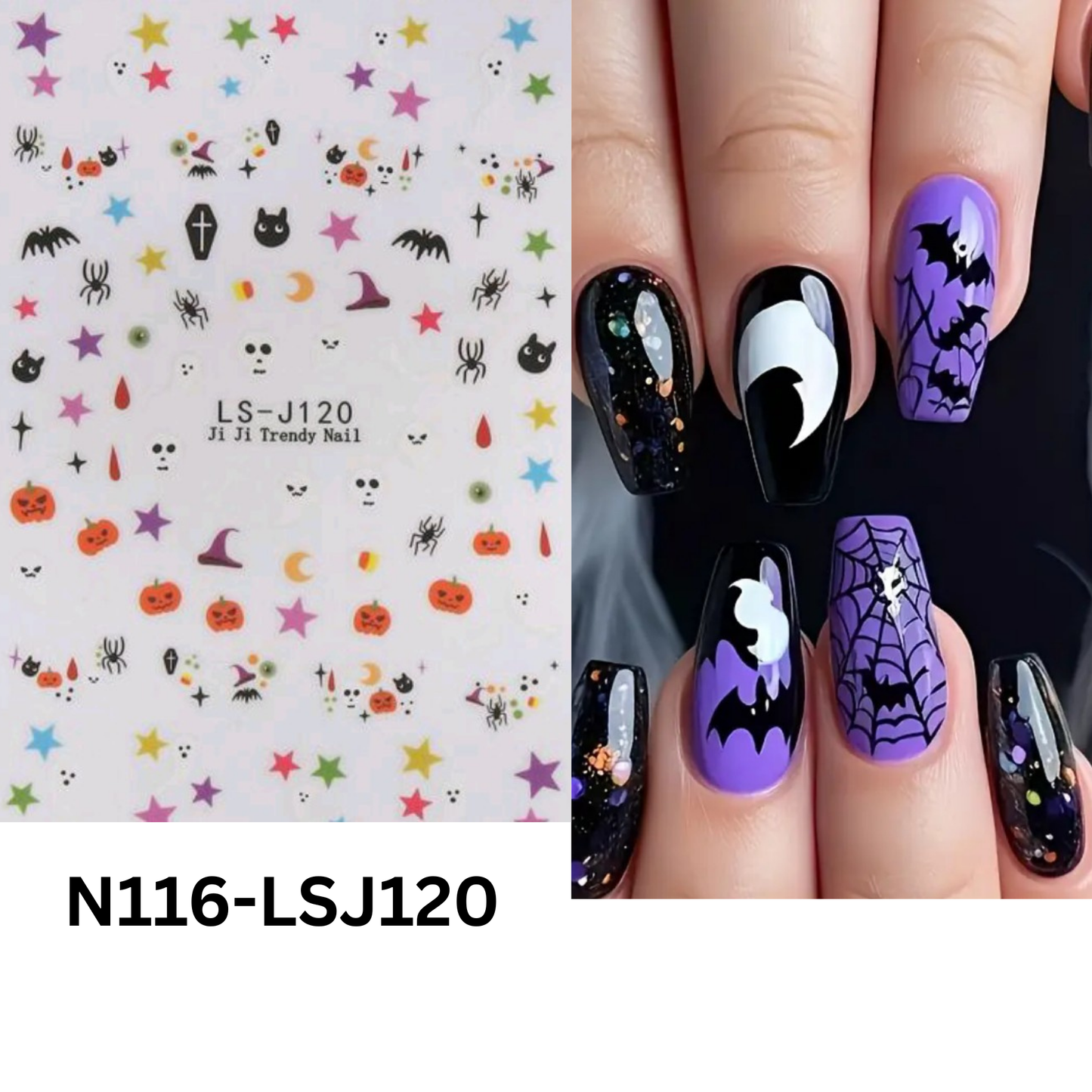 Halloween Nail Stickers 3D β Self Adhesive Nail Art Decals for Gel, Acrylic & Natural Nails