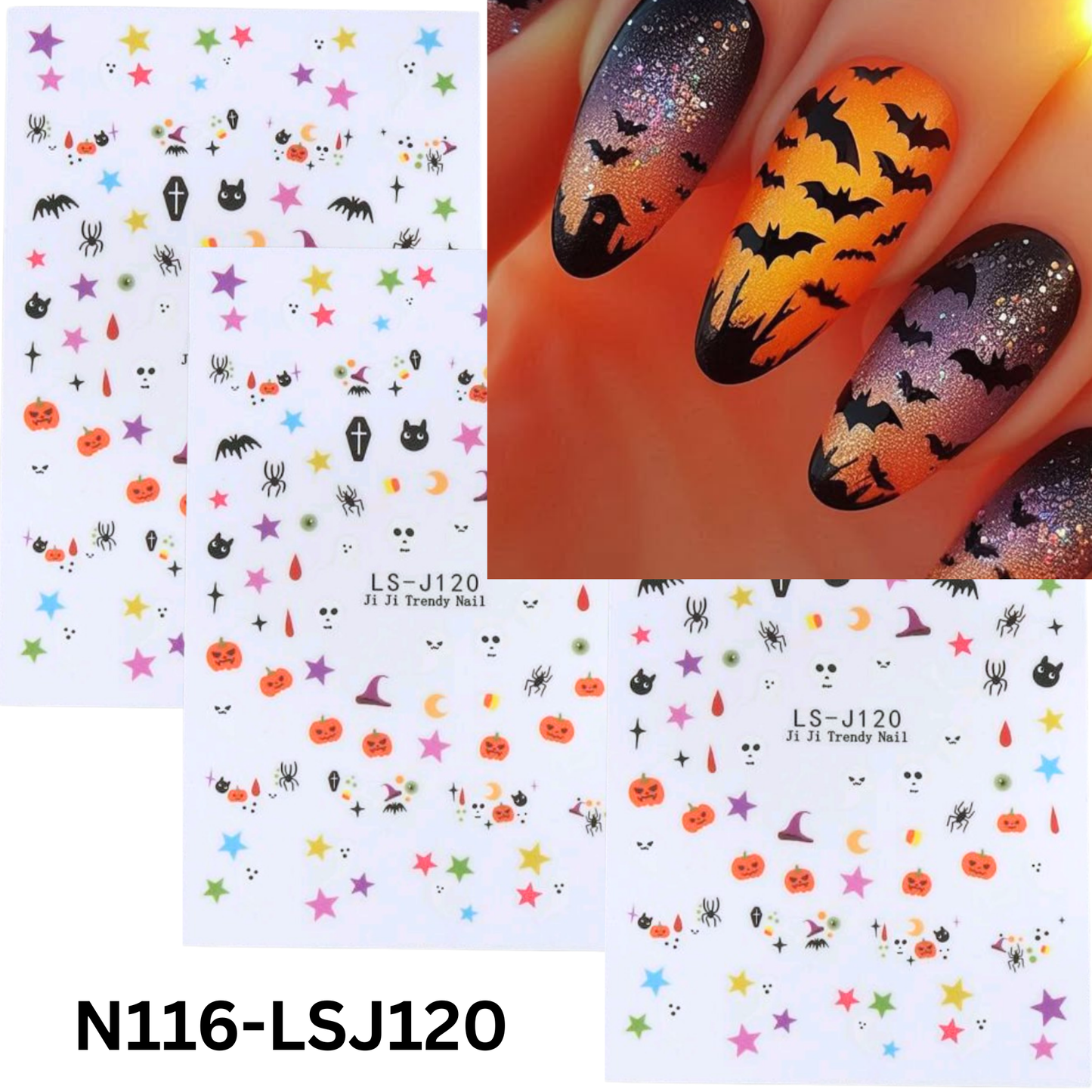 Halloween Nail Stickers 3D β Self Adhesive Nail Art Decals for Gel, Acrylic & Natural Nails