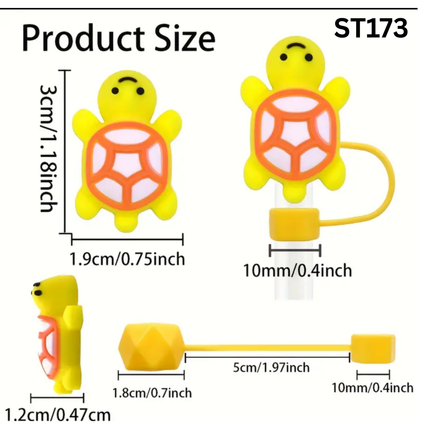 TURTLE STRAW TOPPER COVER 10MM ā Cute Silicone Turtle Cap for Tumbler Cups