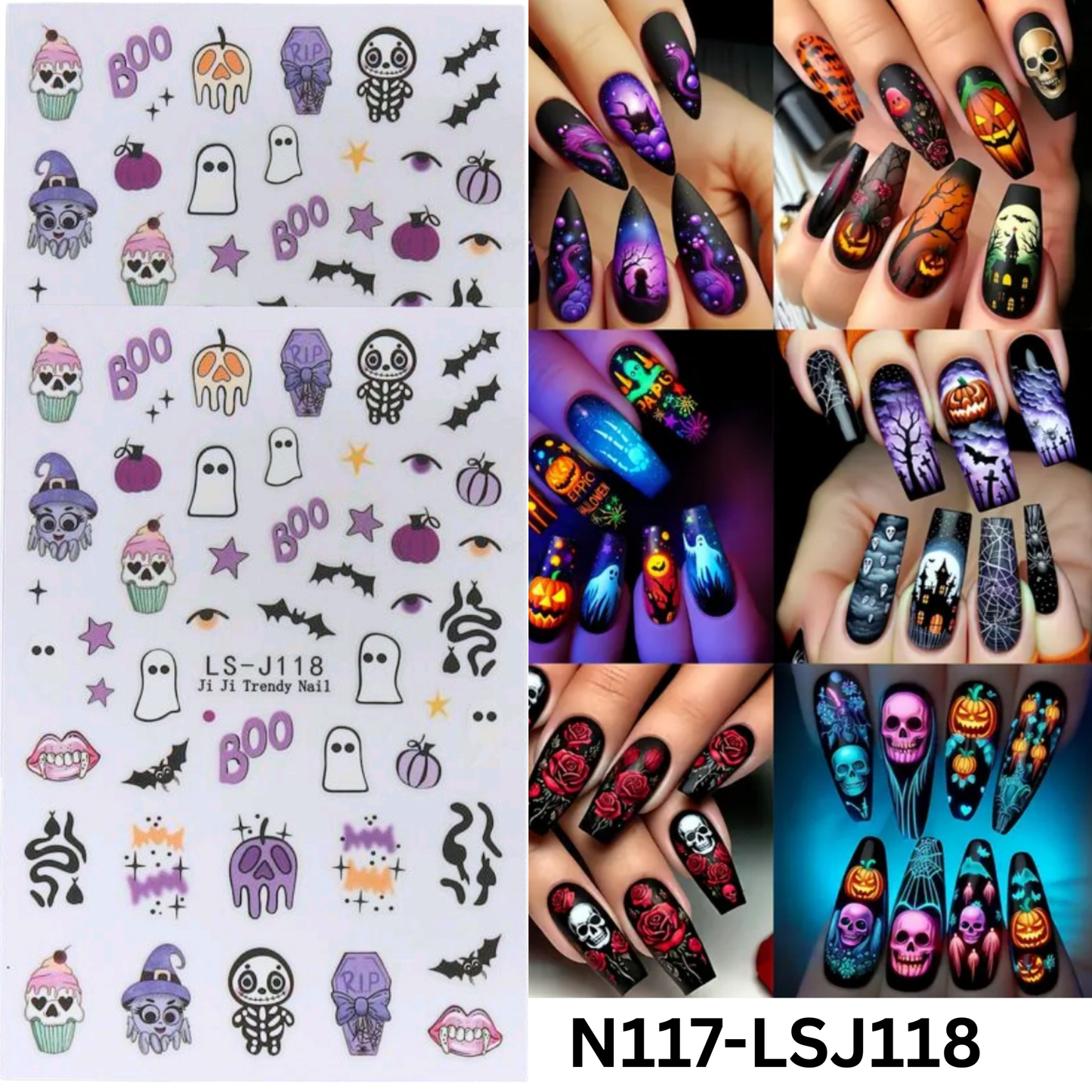 Halloween Nail Art Stickers β 3D Embossed Pumpkin Ghost Bat Nail Decorations for Party