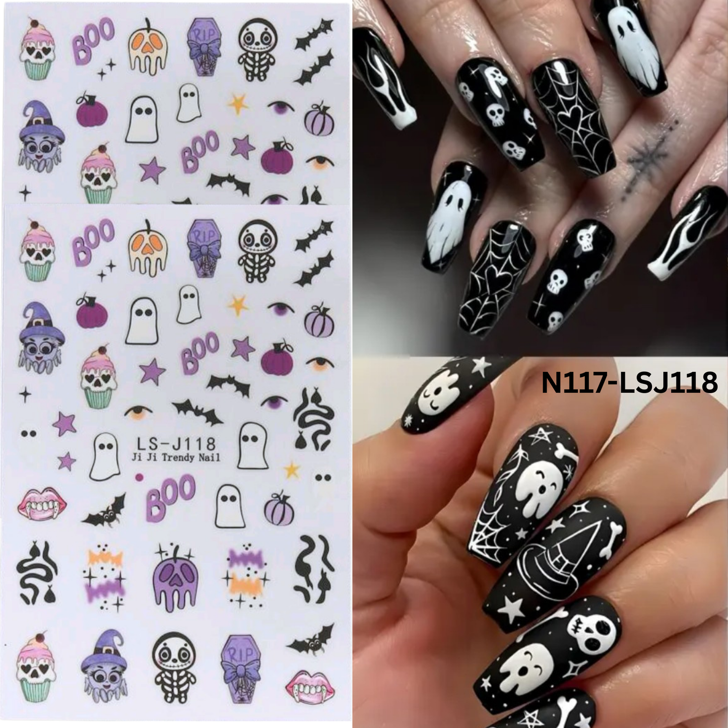 Halloween Nail Art Stickers β 3D Embossed Pumpkin Ghost Bat Nail Decorations for Party
