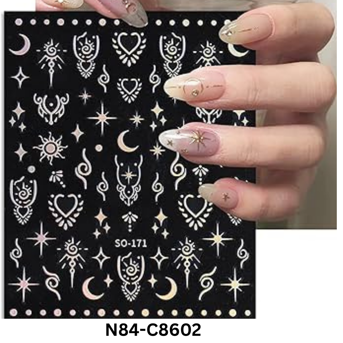 3D Star Moon Sun Self-Adhesive Glitter Nail Art Stickers, Galaxy Nail Sticker, Nail Art Designs