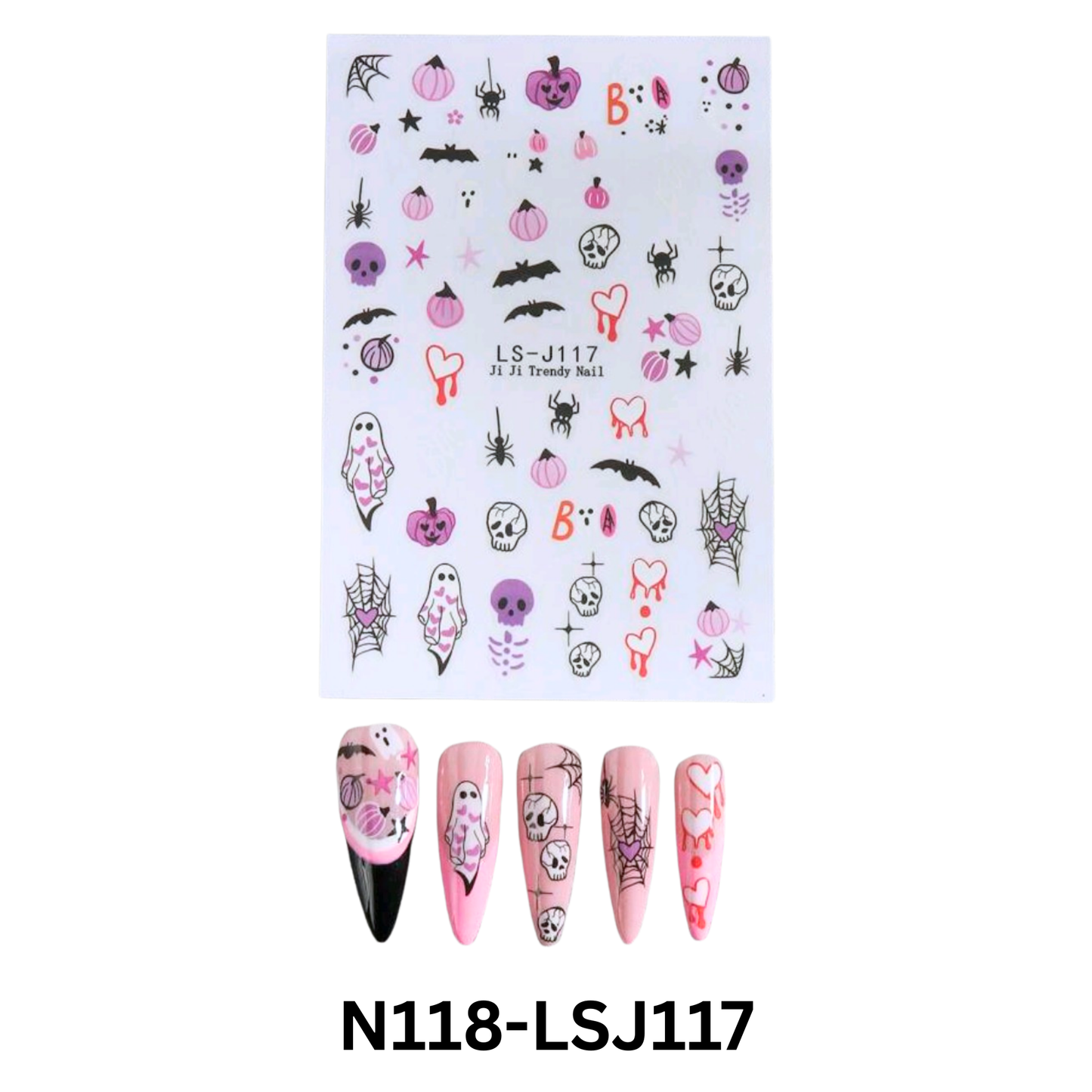 Halloween Nail Stickers 3D β Self Adhesive Nail Art Decals for Gel, Acrylic & Natural Nails