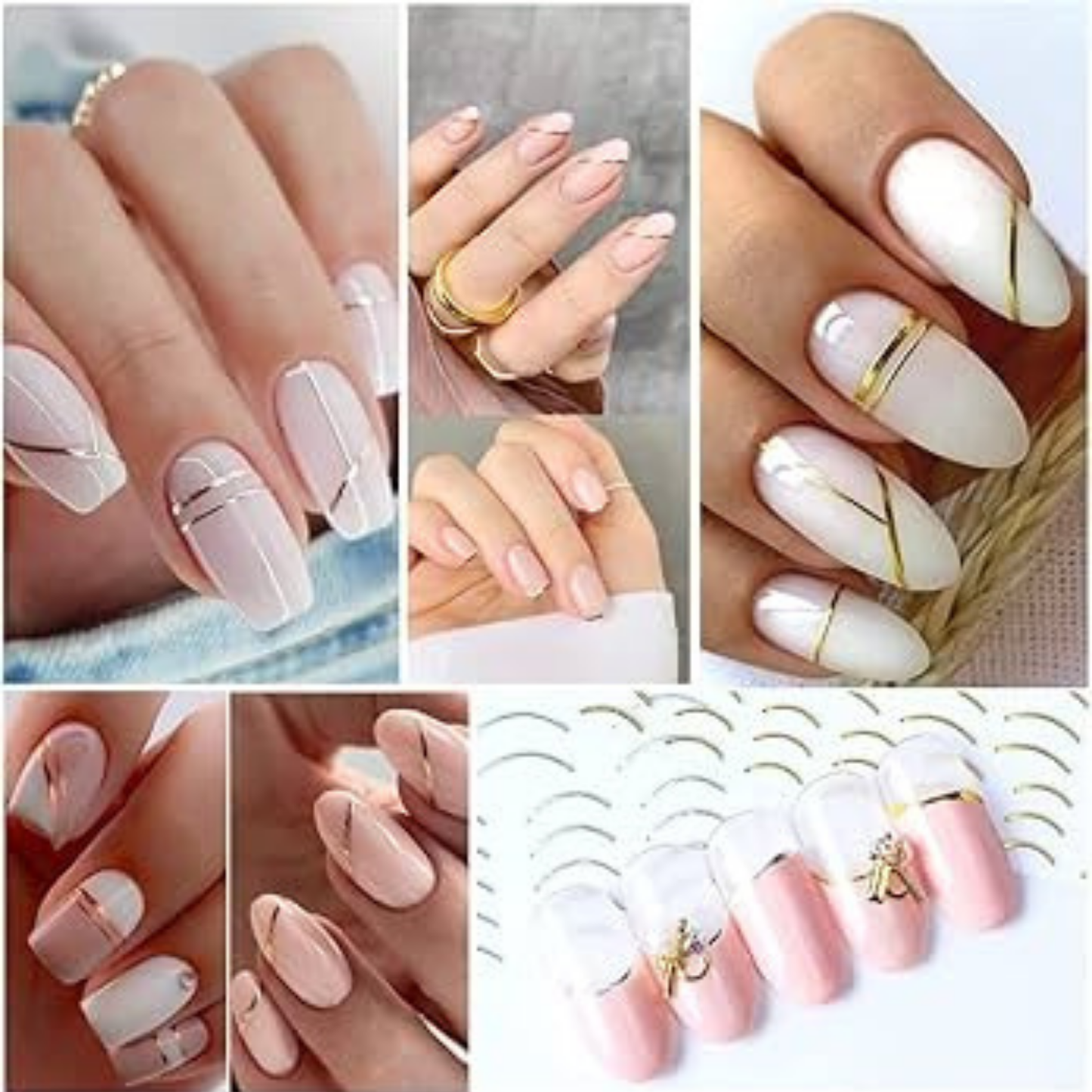 Golden Line Nail Stickers Decals 3D Nail Art Stickers with Golden Glossy Manicure Tips for Women