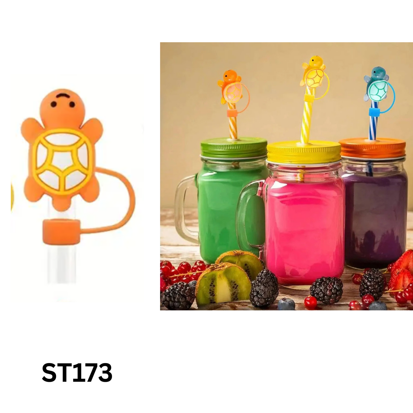 TURTLE STRAW TOPPER COVER 10MM ā Cute Silicone Turtle Cap for Tumbler Cups