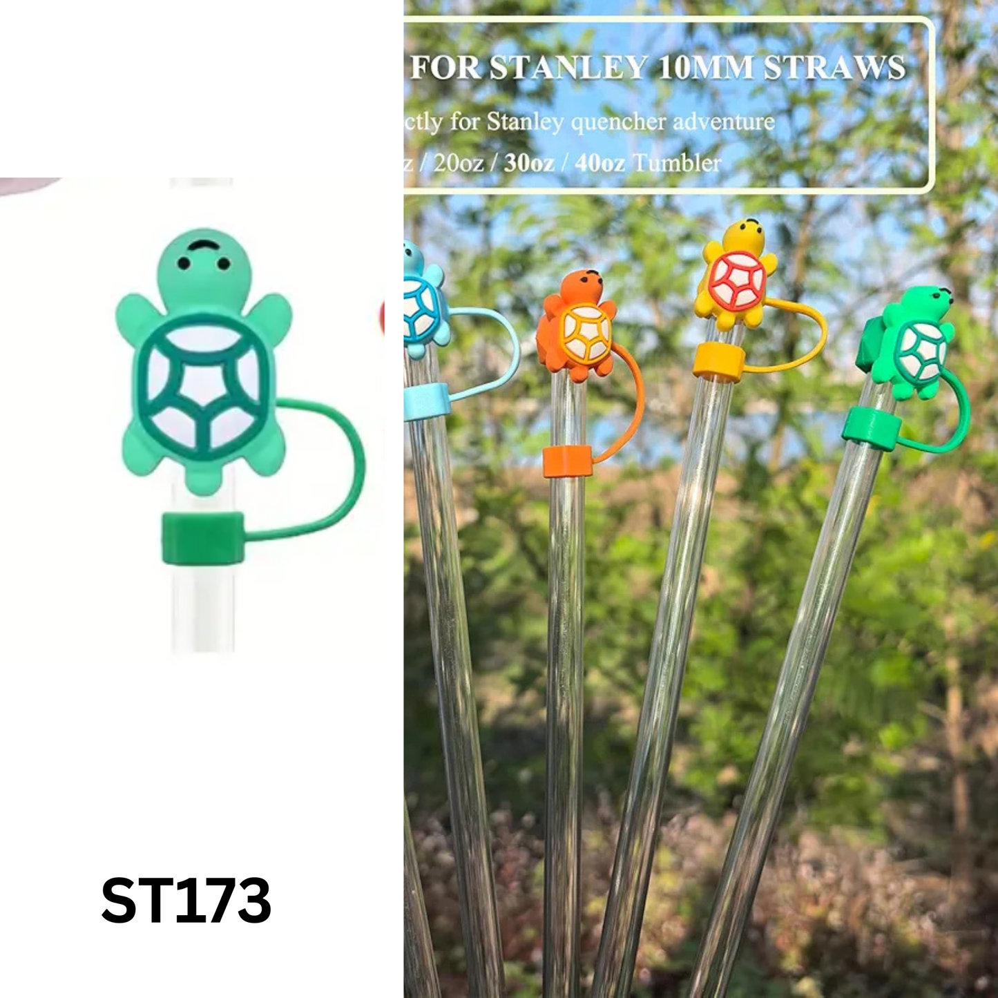 TURTLE STRAW TOPPER COVER 10MM ā Cute Silicone Turtle Cap for Tumbler Cups