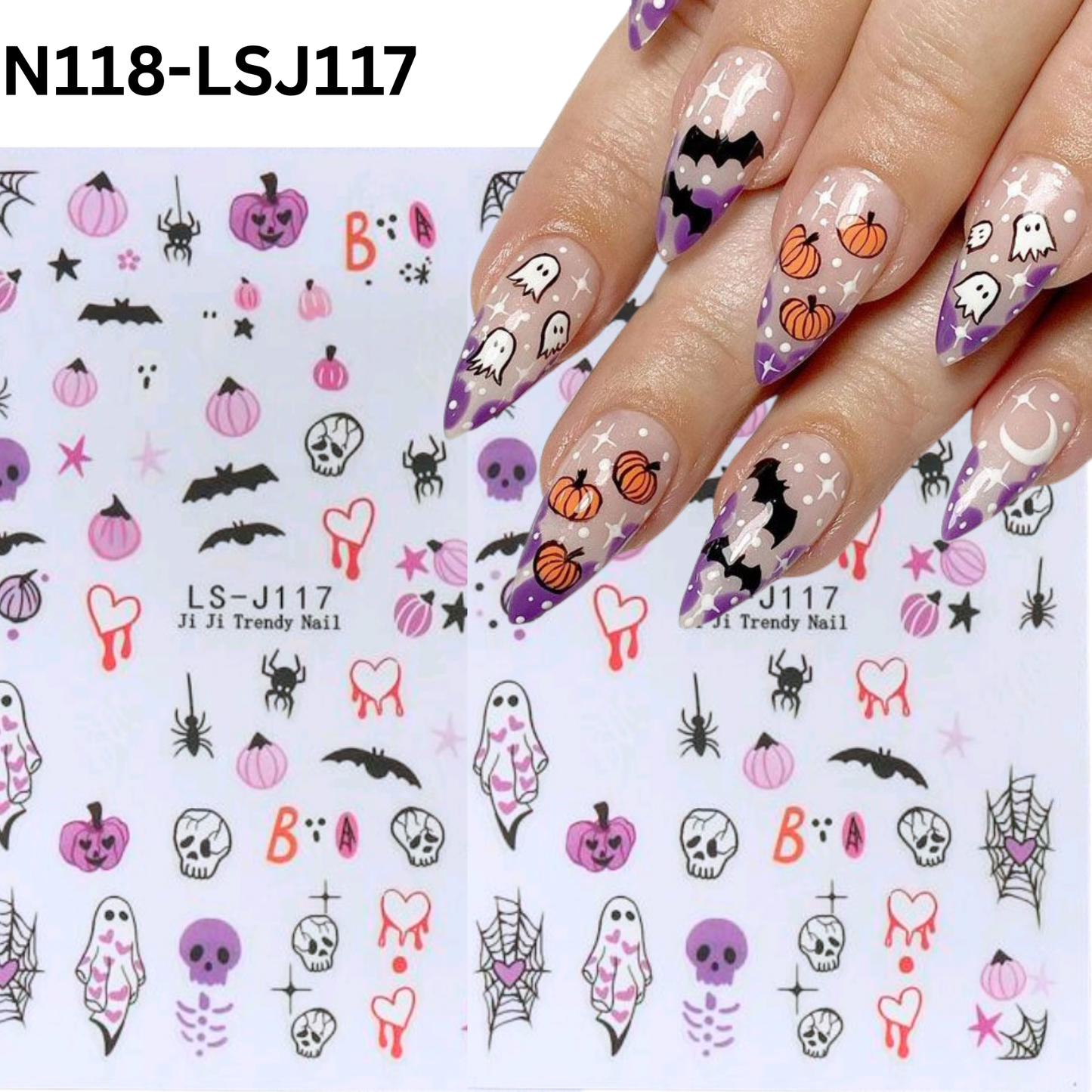 Halloween Nail Stickers 3D β Self Adhesive Nail Art Decals for Gel, Acrylic & Natural Nails