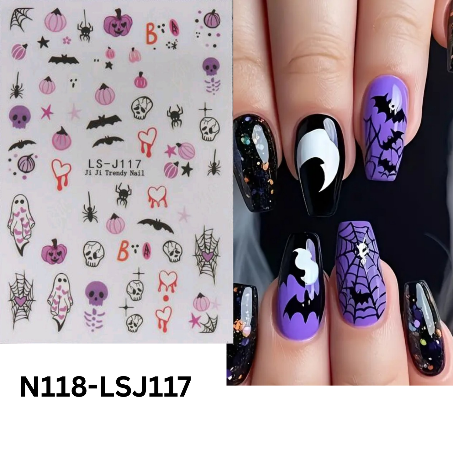 Halloween Nail Stickers 3D β Self Adhesive Nail Art Decals for Gel, Acrylic & Natural Nails