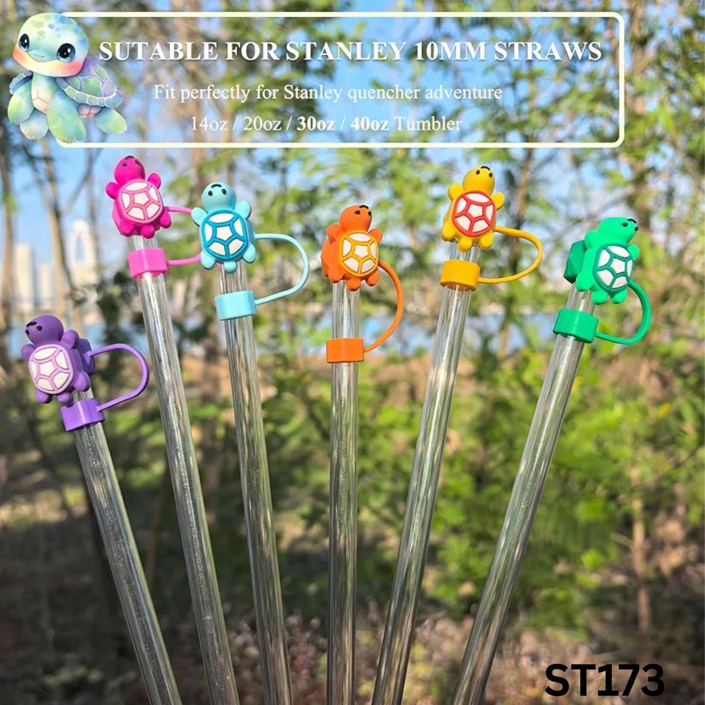 TURTLE STRAW TOPPER COVER 10MM ā Cute Silicone Turtle Cap for Tumbler Cups