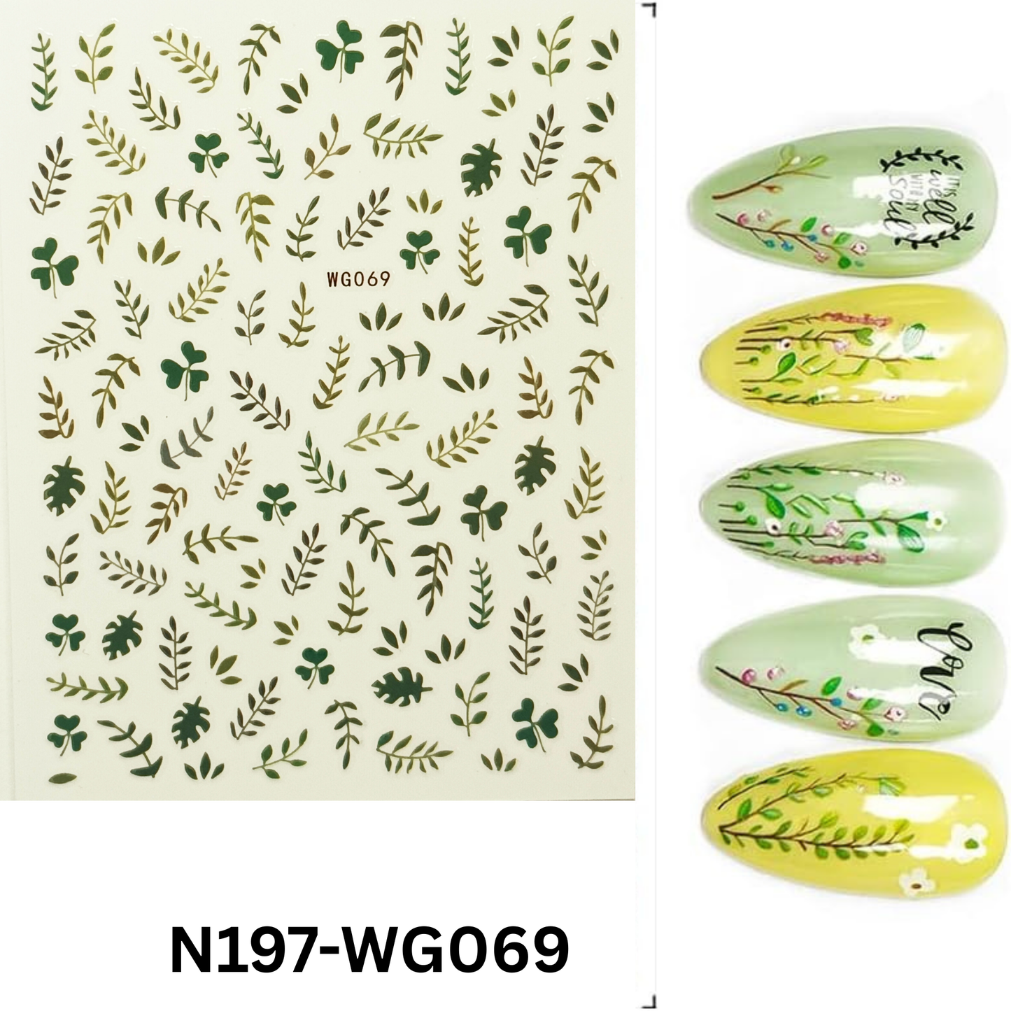Floral Leaf Nail Stickers 3D Flower & Leaf Nail Decals DIY Nail Art
