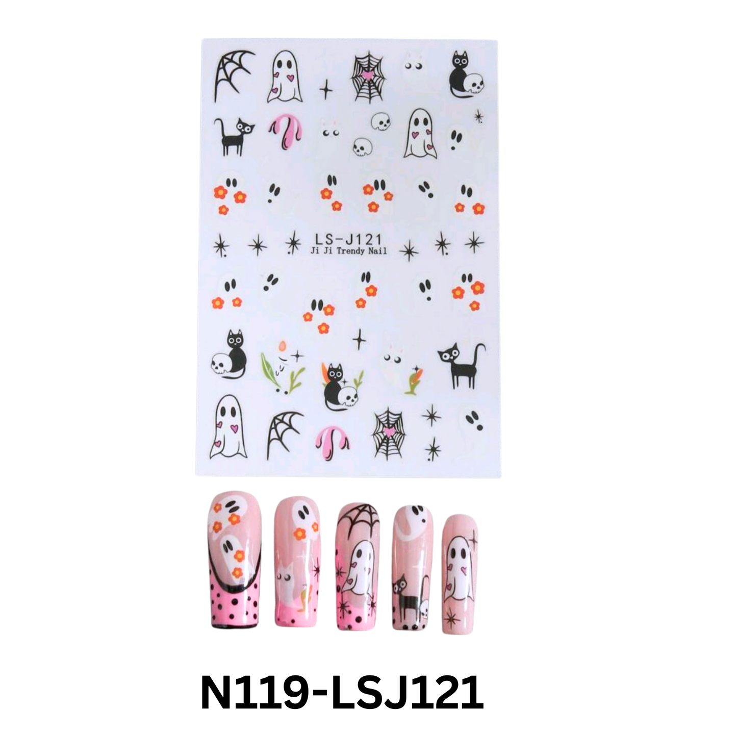 3D Halloween Nail Art Stickers β Cute Pumpkin, Spider, Bat & Ghost Nail Decals