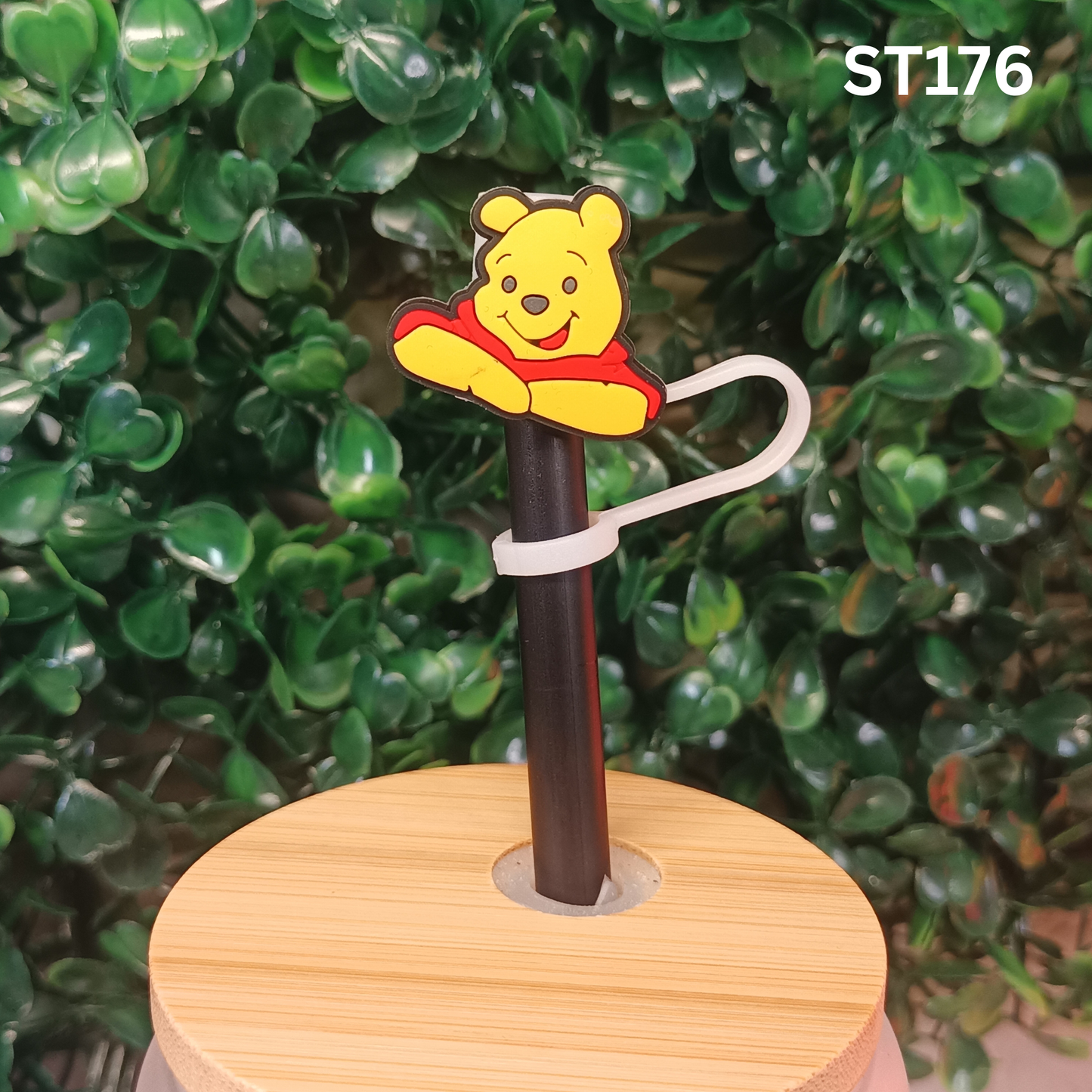 Cute Yellow Bear with Red Shirt Straw Topper – 10mm Silicone Topper